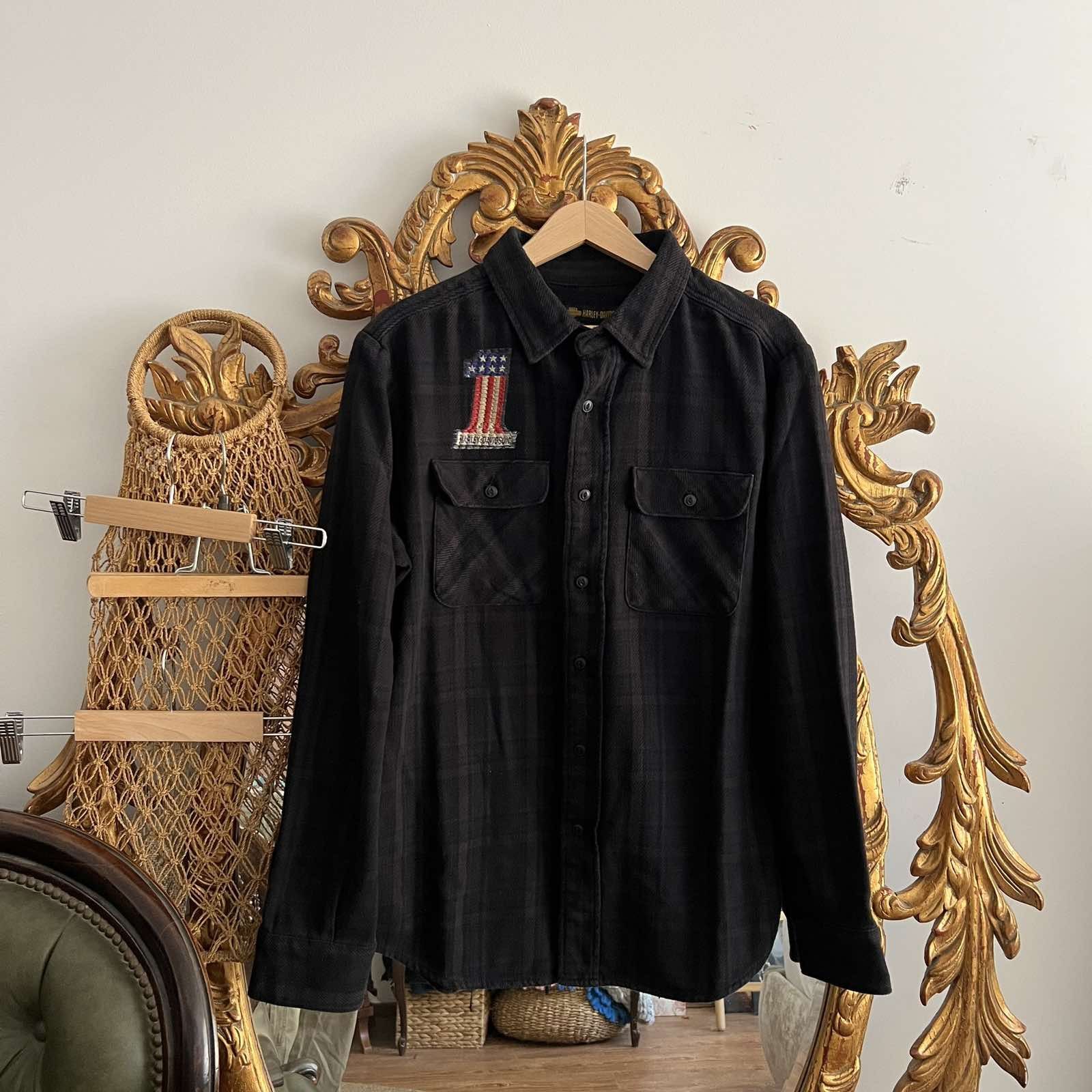 Harley Davidson × Vintage Vintage Harley Davidson Button Up Shirt Flannel Sz L-XL Size US XL / EU 56 / 4 - 1 Thumbnail