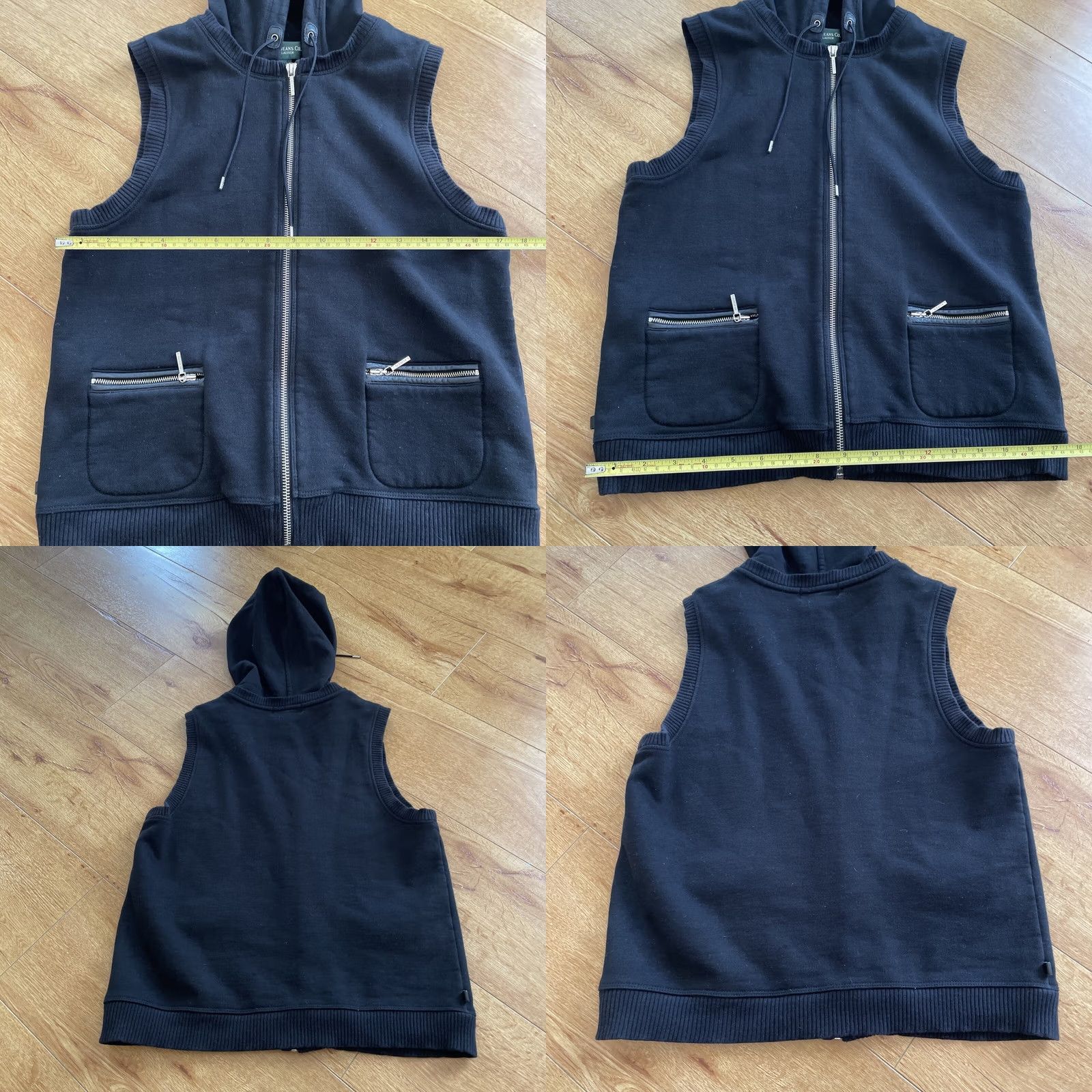 CO VINTAGE RALPH LAUREN Hooded Vest Black Cotton Zip LAUREN JEANS Co Y2K Grunge | Vest | Womens | S | Blue Size 28" / US 6 / IT 42 - 8 Thumbnail