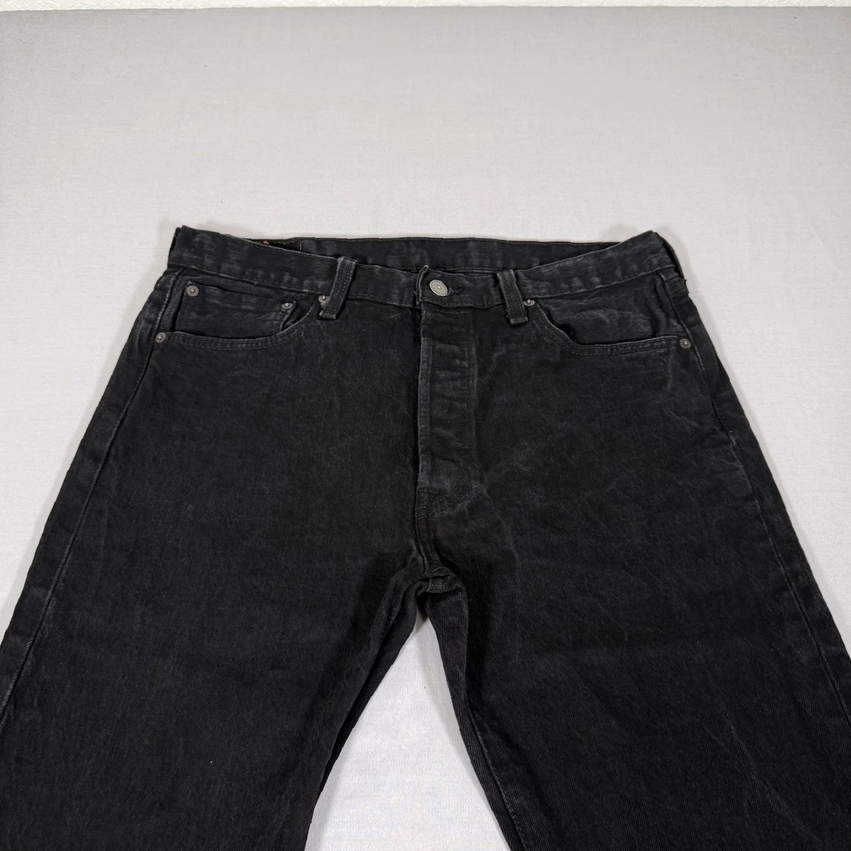 Levi's Levi's 501 Jeans Mens Regular Straight Stretch Denim Black 34x32 Cowboy Western Pocket 5-Pocket Button Fly Jeans Size US 34 / EU 50 - 2 Thumbnail