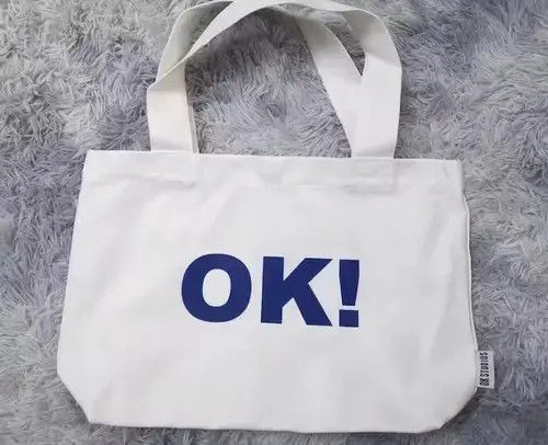 Japanese Brand Retro y2k unisex “OK!” canvas shoulder tote bag aesthetic Size ONE SIZE - 1 Thumbnail