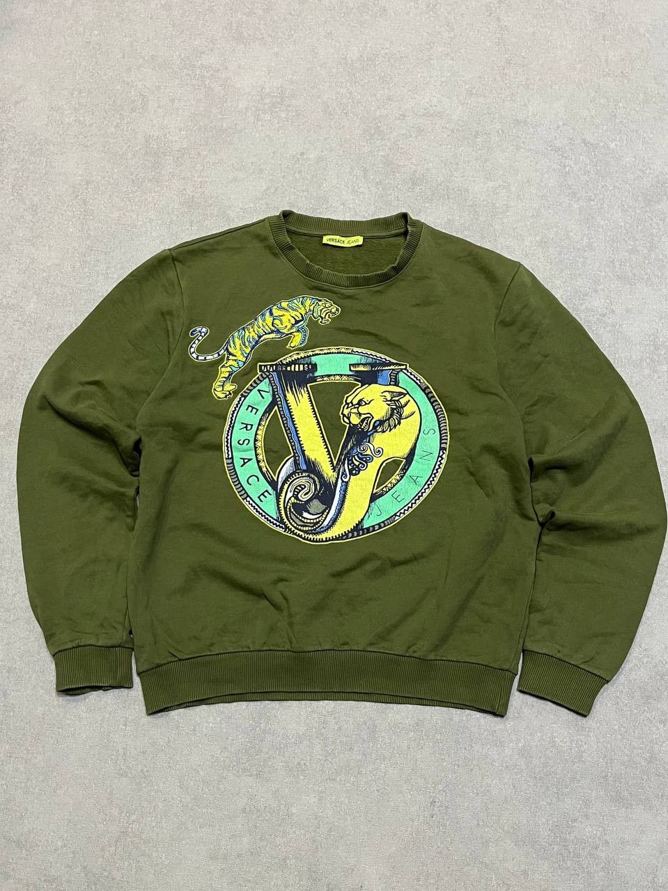Versace Jeans Green Big Logo Print Men`s Unisex Sweatshirt
