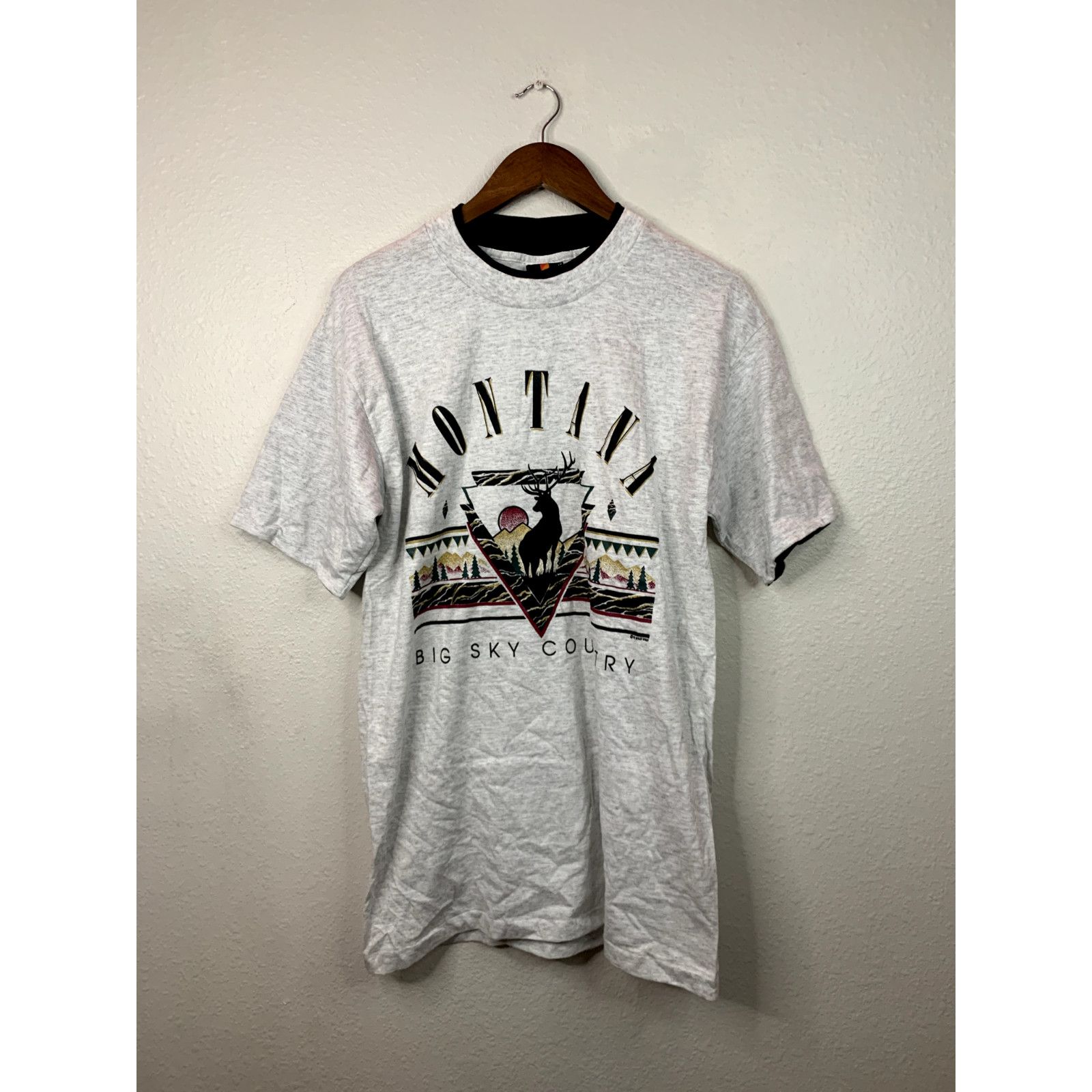 Signal Sport 90s Vintage Gray Montana Big Sky Country Deer Graphic Tee Size US L / EU 52-54 / 3 - 1 Thumbnail