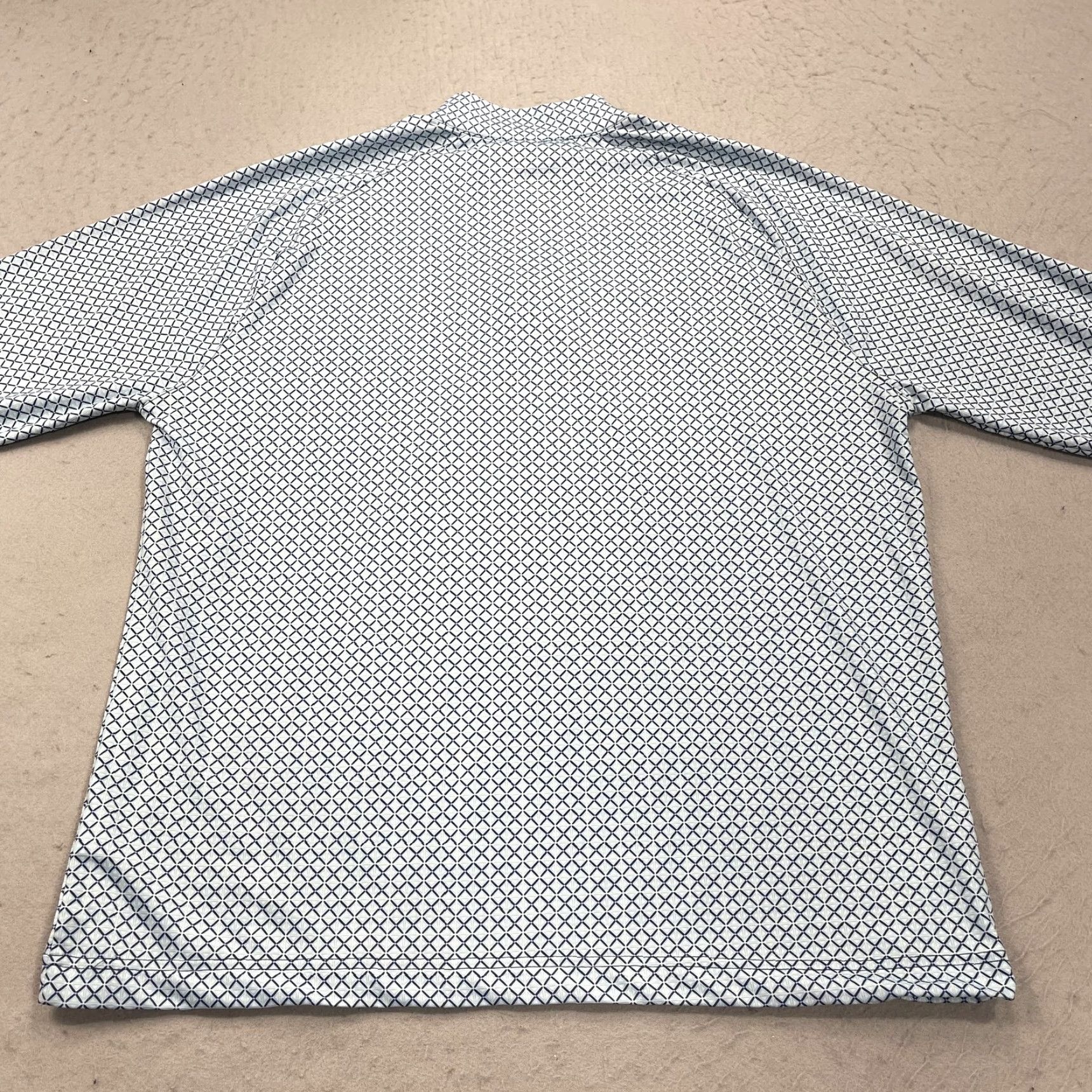 Mizzen+Main Mizzen+Main Pullover Mens Large Blue Geometric 1/4 Zip Mock Neck Stretch AOP Size US L / EU 52-54 / 3 - 7 Thumbnail