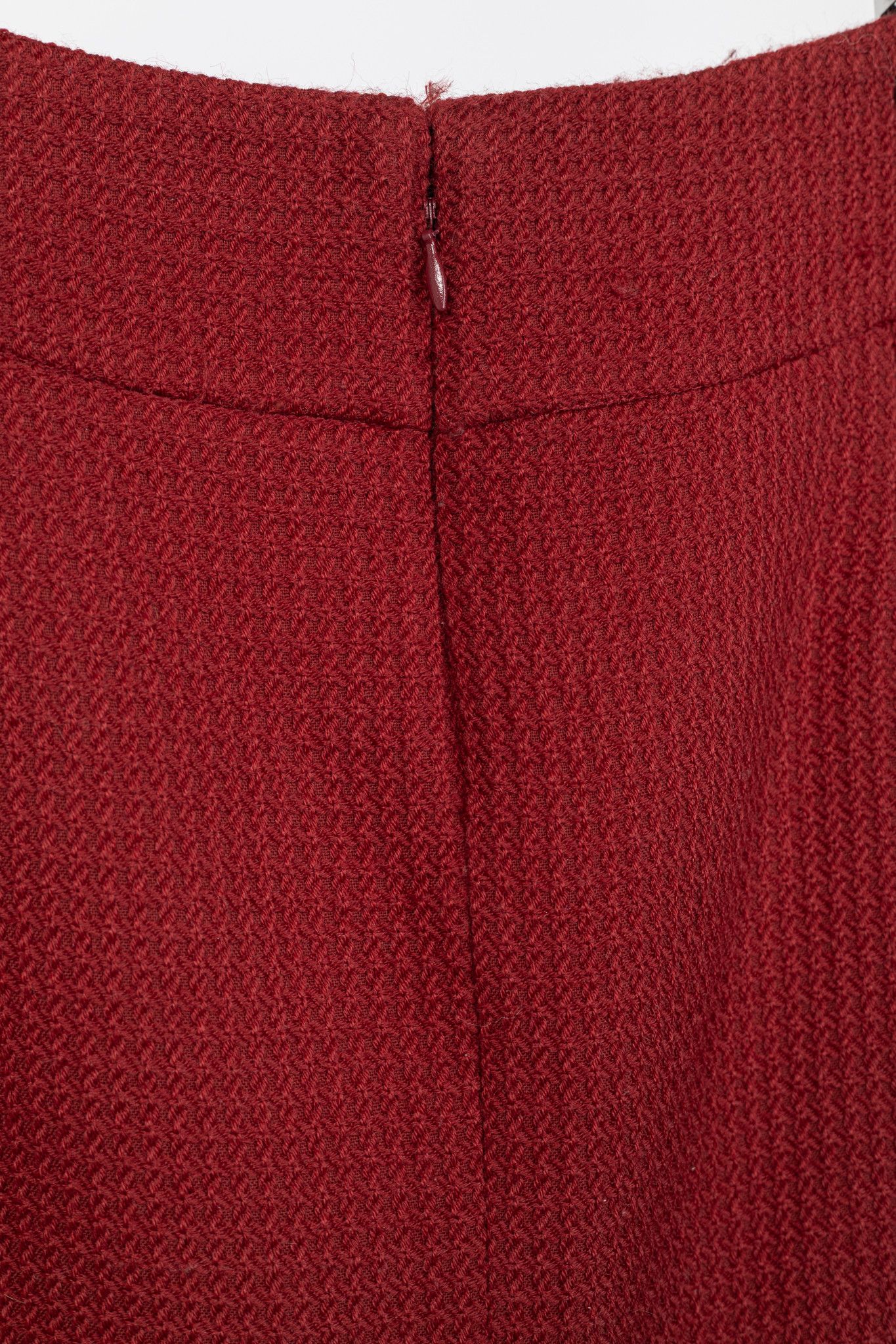 Donna Karan Donna Karan New York Red Wool Tweed Pencil Skirt Size 32" / US 10 / IT 46 - 6 Thumbnail