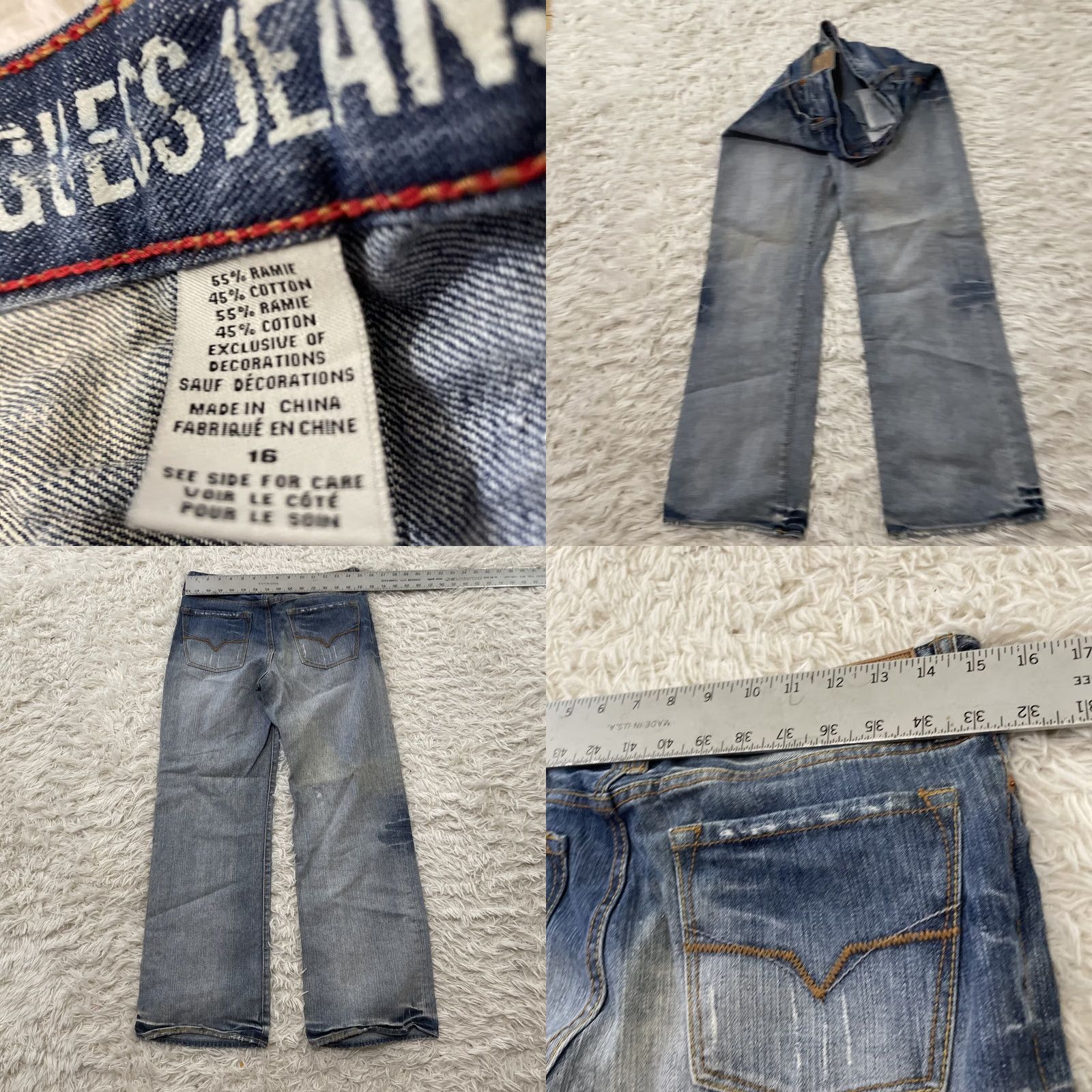 Guess VINTAGE GUESS JEANS Women 16 Ramie Y2k Streetwear Straight Wide Blue Grunge 90s WorkFade Jeans Mens Women Girls Size 38" / US 16 / IT 52 - 8 Thumbnail