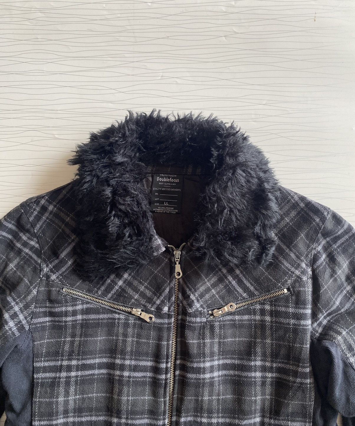 If Six Was Nine × Japanese Brand × Seditionaries Double Focus Grey Tartan Fur Neck Punk Style Wool Jacket Size US L / EU 52-54 / 3 - 5 Thumbnail