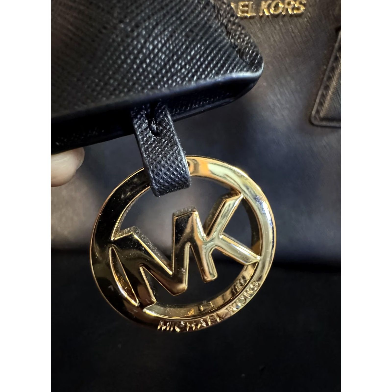 Michael Kors Michael Kors Satchel Handbag Womens Small Black Leather MK Charm Gold Hardware Size ONE SIZE - 3 Thumbnail