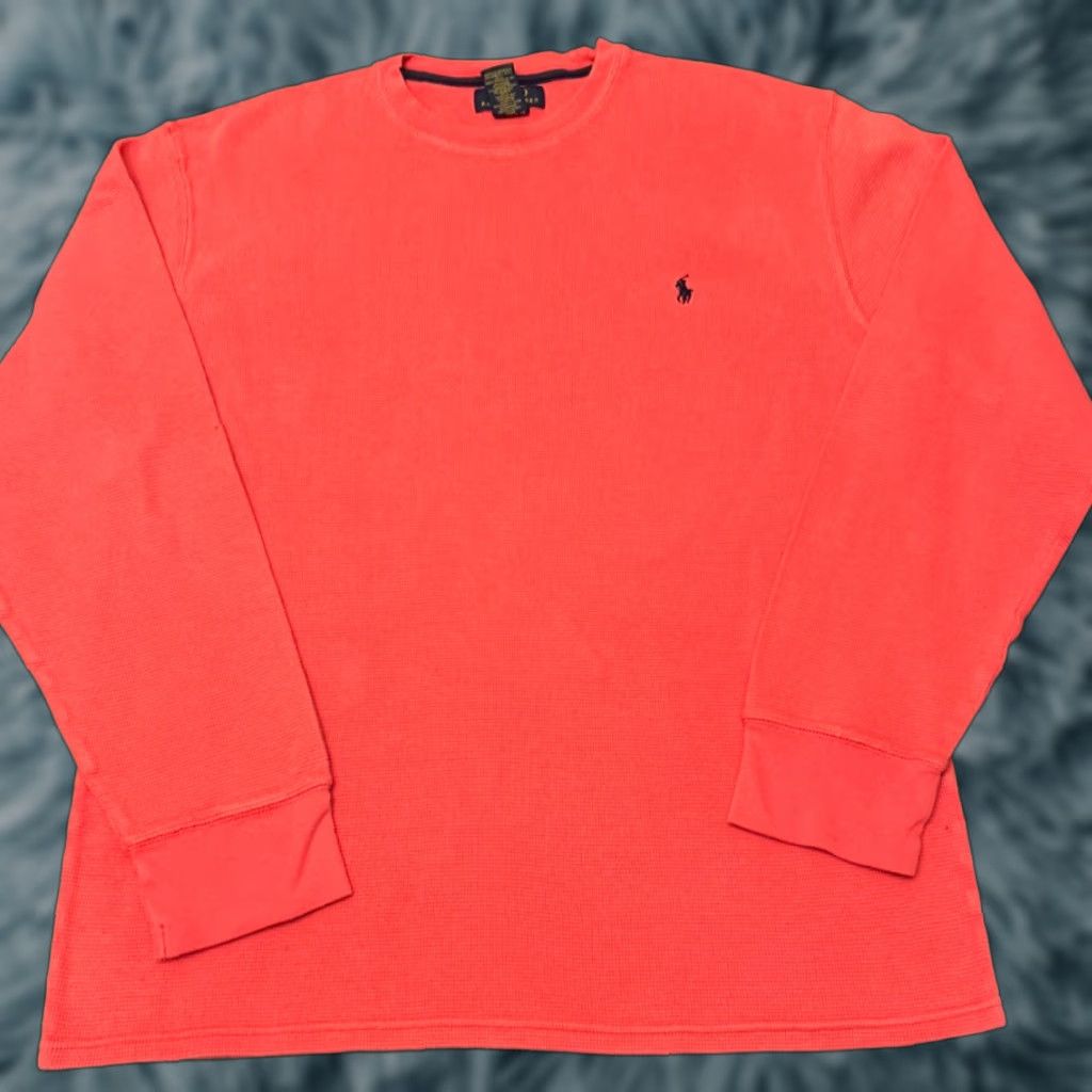 Vintage VINTAGE Polo Ralph Lauren Thermal Long Sleeve Shirt Pony Logo Mens XL Coral Pink Size US XL / EU 56 / 4 - 1 Thumbnail