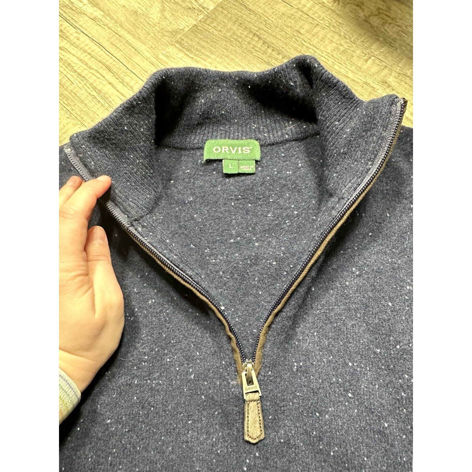 Orvis Orvis Sweater Mens Large Navy Blue Speckled Knit Wool 1/4 Zip Casual Pullover Size US L / EU 52-54 / 3 - 4 Thumbnail