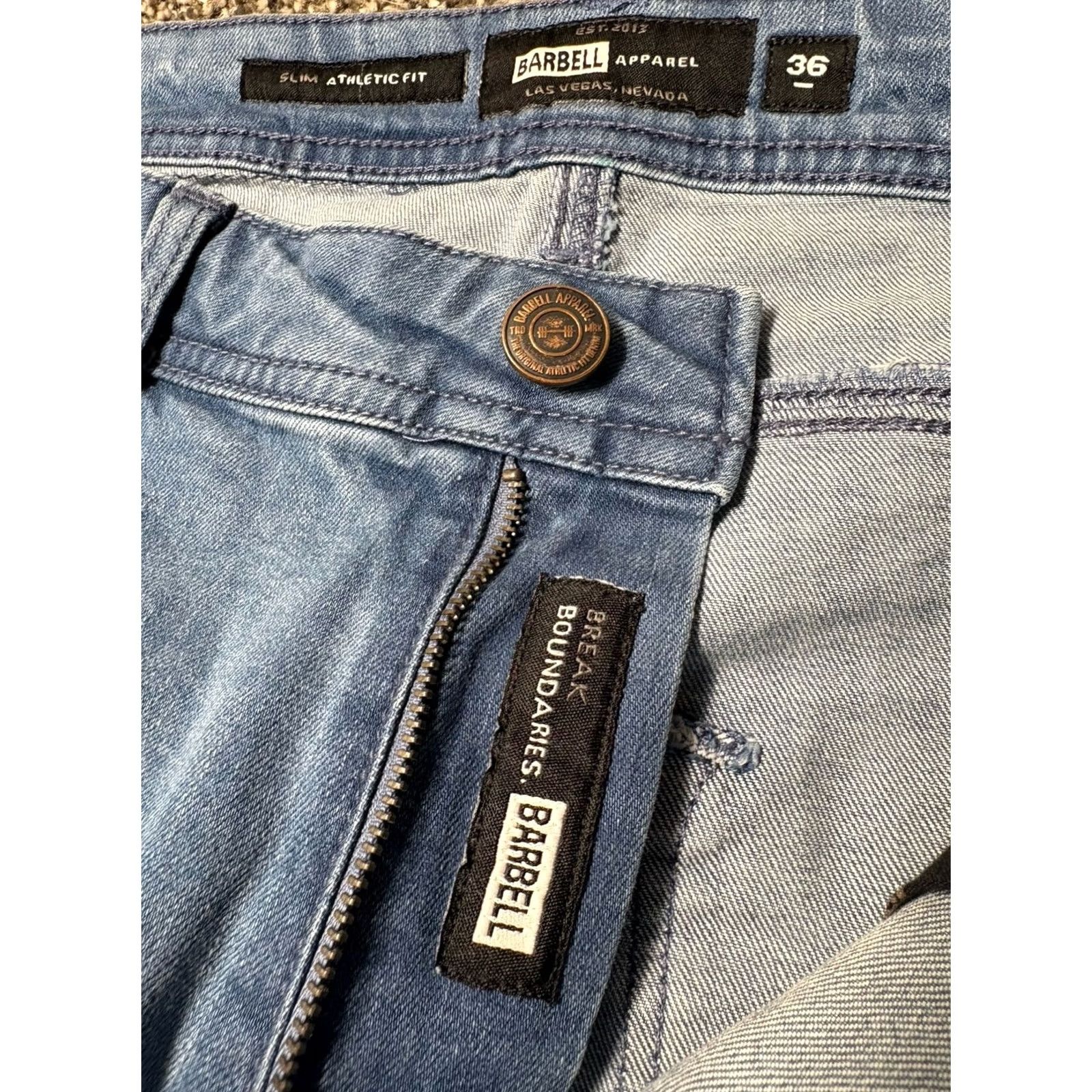 Vintage Barbell Apparel Jeans Mens 36x36 Blue Slim Athletic Fit Denim Stackable Jeans Barbell Apparel Men Denim 36 Inseam 36 Bootcut Athletic Fit Blue Size US 36 / EU 52 - 5 Thumbnail