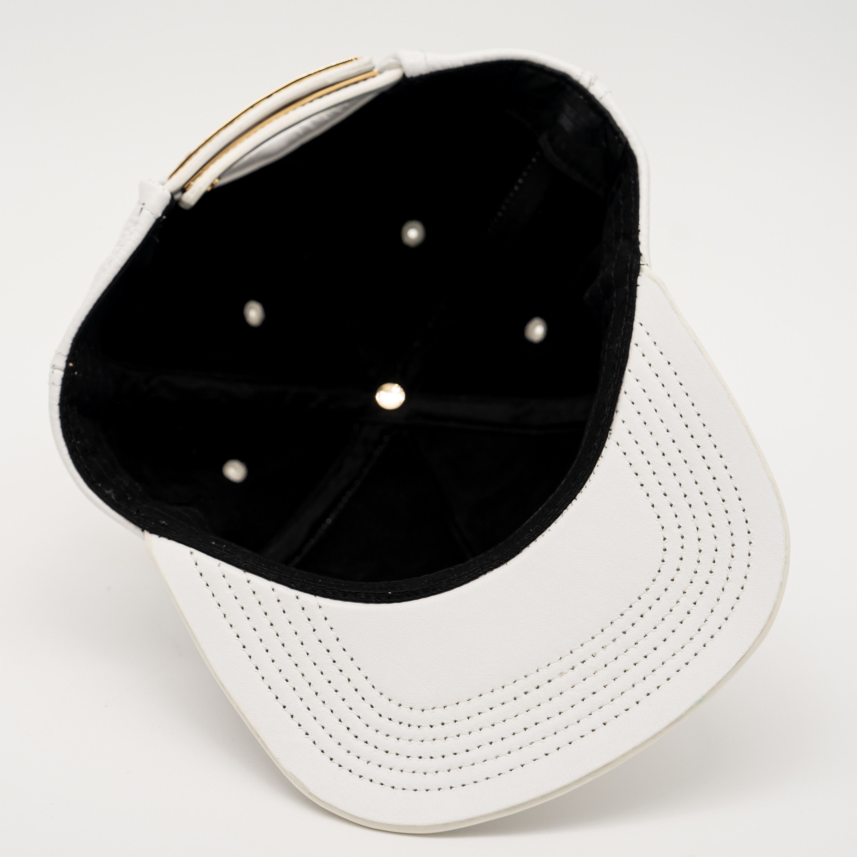 Buscemi Buscemi Screwback Cap Pebbled Cow Leather White Hat Gold Size ONE SIZE - 4 Thumbnail