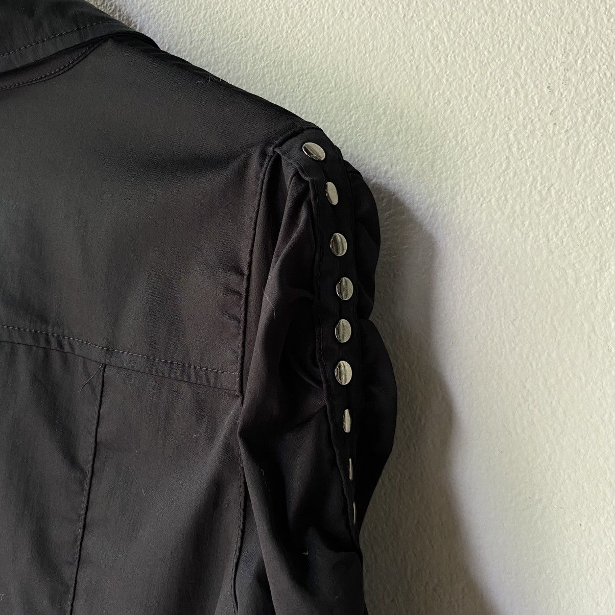 Designer GUARAPO Y2K Punk Black Shirt Studded Puff Shoulders Size M / US 6-8 / IT 42-44 - 8 Thumbnail