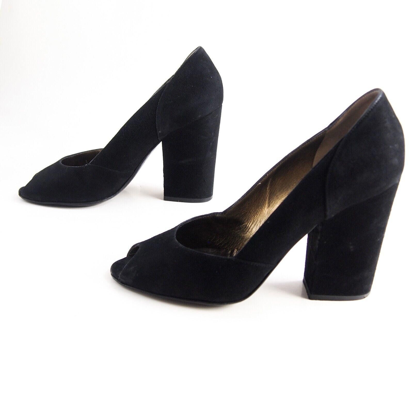 Bally Bally Anita Peep Toe Heels Black Suede Womens US 8 EU 38.5 Size US 8 / IT 38 - 2 Thumbnail
