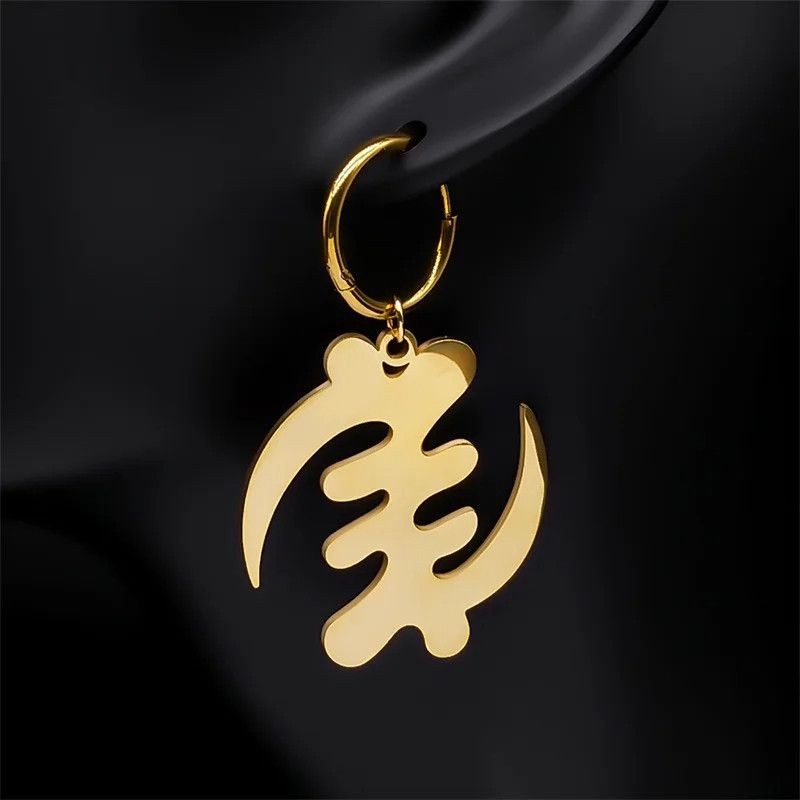 Jewelry Adinkra Gye Nyame Africa Symbol Hoop Earrings Jewelry Gift Size ONE SIZE - 1 Thumbnail
