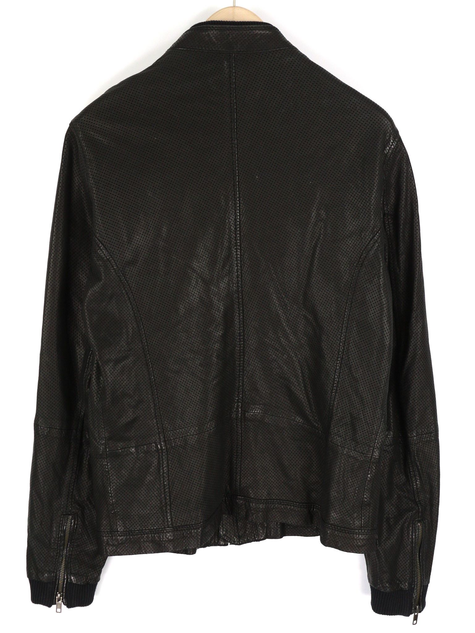 Diesel L Black Lambskin Leather Zip Band Neck Jacket 81730 Size US L / EU 52-54 / 3 - 2 Thumbnail