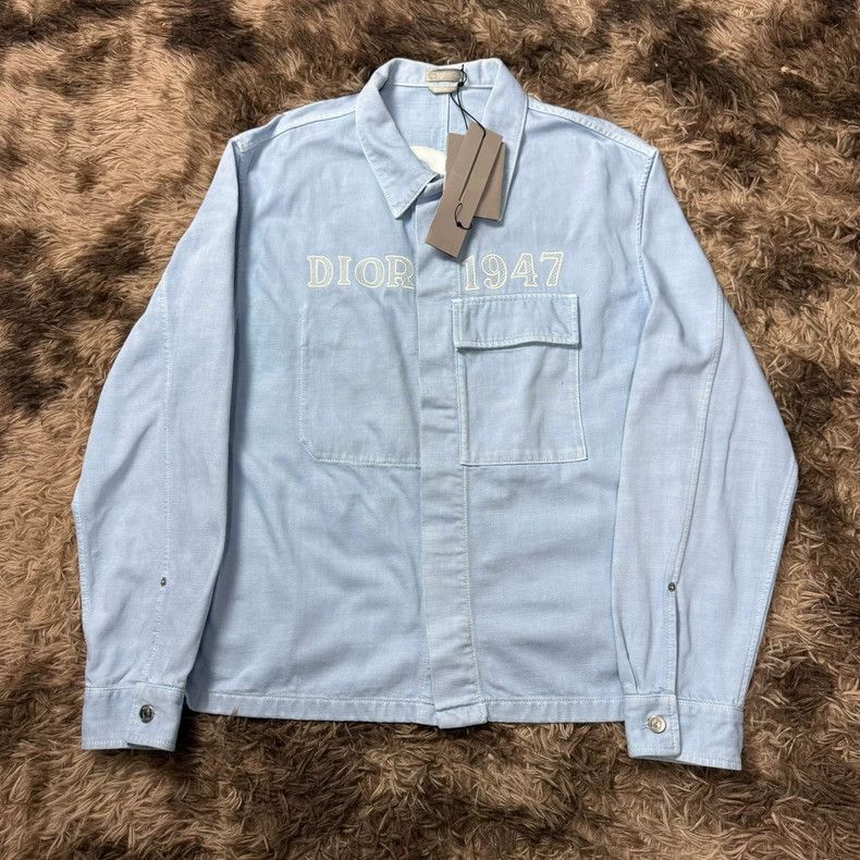 Dior トワルドジュイ デニムジャケット Dior 1947 Logo Denim Jacket 48 Medium Light Blue White