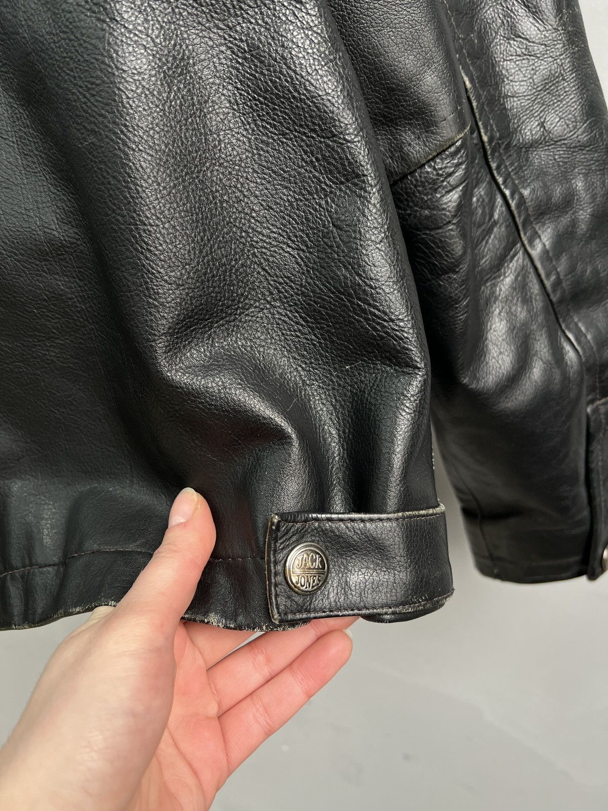 Jack & Jones Leather moto cropped avant garde y2k jacket retro vibe Size US L / EU 52-54 / 3 - 9 Thumbnail