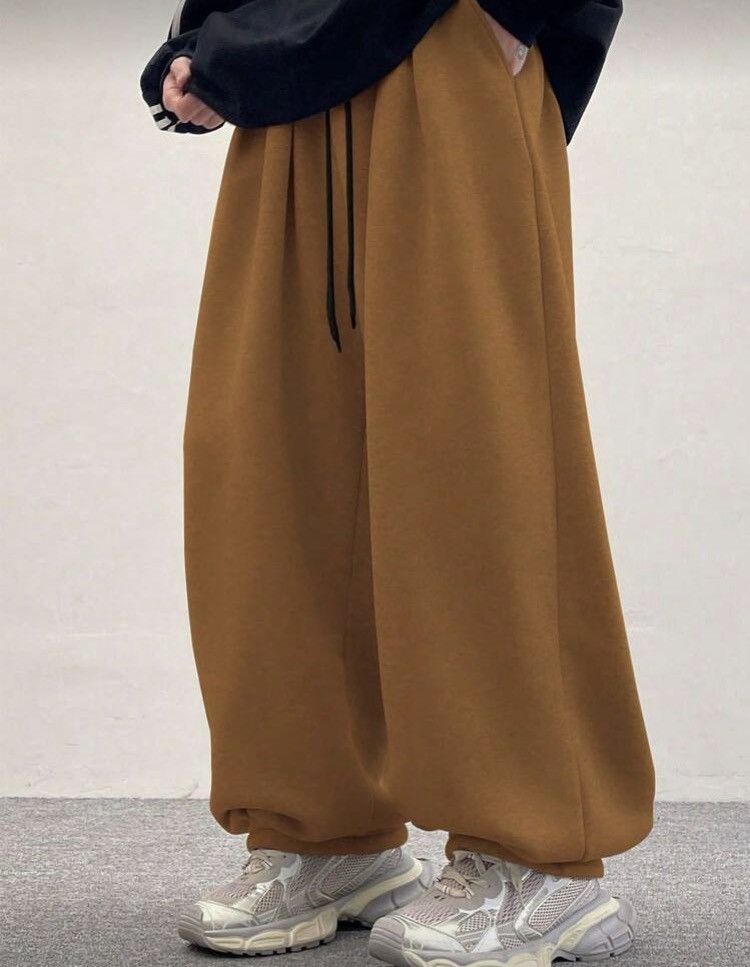 Japanese Brand Wide-Leg Baggy Fleece Sweatpants Oversized Joggers Size US 30 / EU 46 - 3 Thumbnail