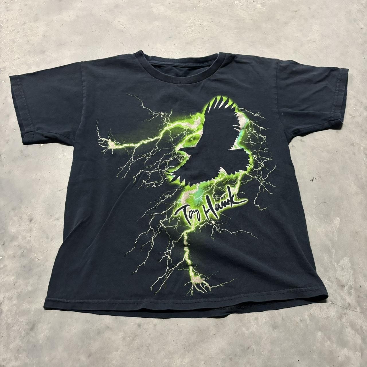 Japanese Brand × Vintage Crazy Vintage Y2K/2000s Grunge Cyber Goth Tony Hawk Lightning Skater Baby Tee! Size XS / US 0-2 / IT 36-38 - 1 Thumbnail