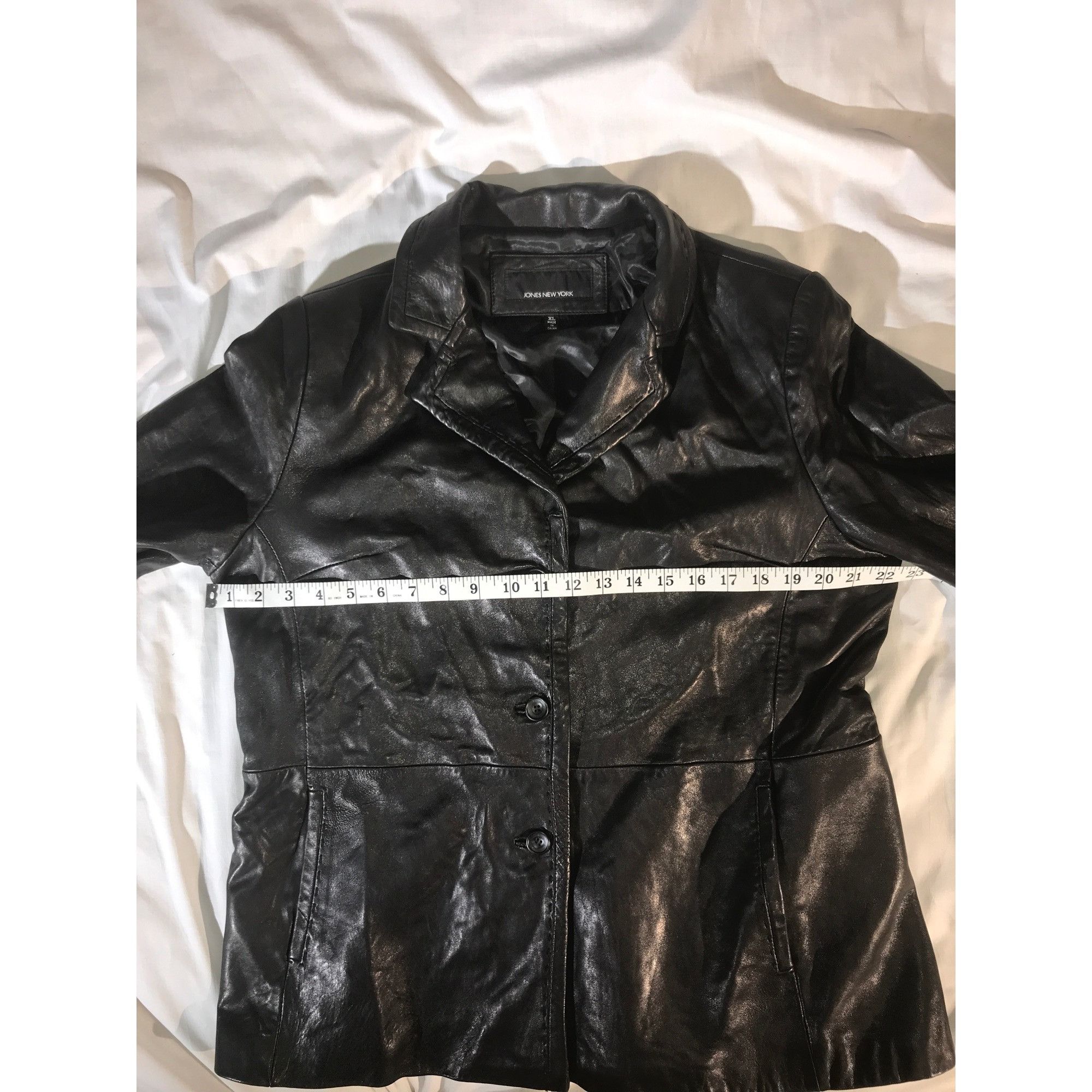 Jones New York Jones New York Women's Black Lambskin Leather Jacket Blazer Size XL / US 12-14 / IT 48-50 - 7 Thumbnail