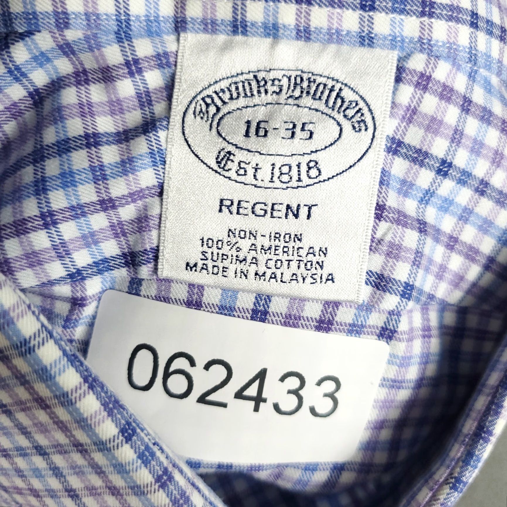 Brooks Brothers Brooks Brothers Dress Shirt Men 16 Blue Plaid Long Sleeve Business Casual Classic Cotton Size 42R - 7 Thumbnail