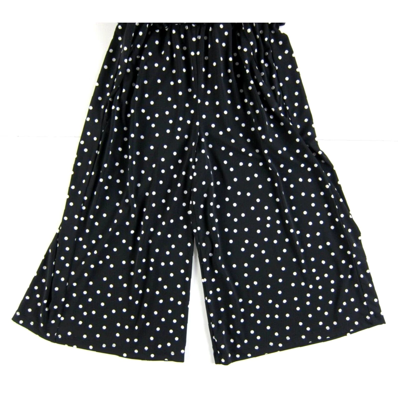 Vintage London Times Black White Polka Dot Capri Jumpsuit Sleeveless 4P Petite Women Pockets Stretch Coral? Size 27" / US 4 / IT 40 - 3 Thumbnail