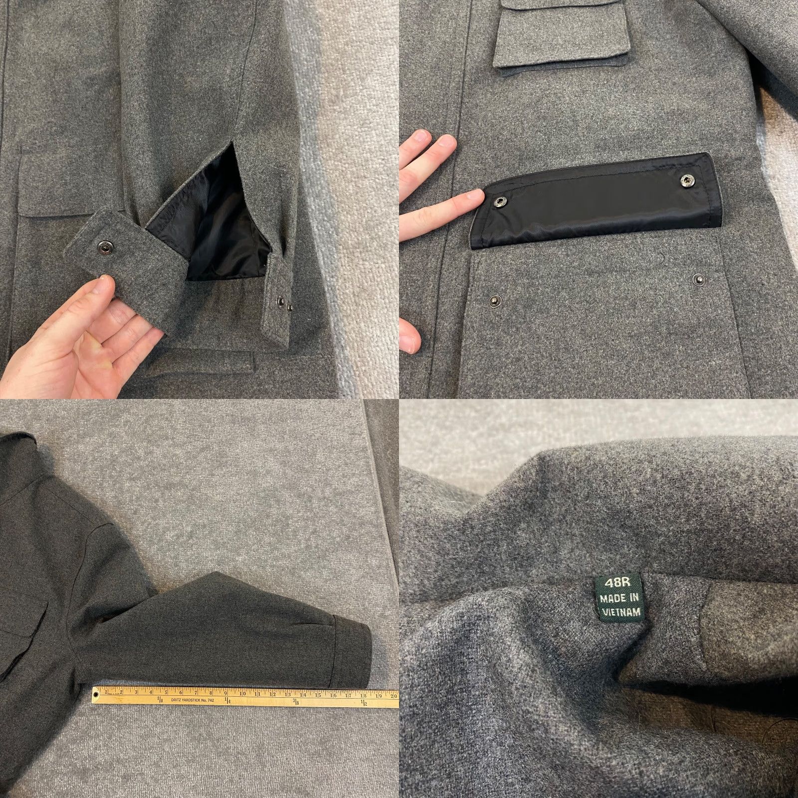 Ralph Lauren Lauren Ralph Lauren Coat Mens Gray Long Full Zip Pea Wool Pockets L/S 48 R Size US M / EU 48-50 / 2 - 8 Thumbnail
