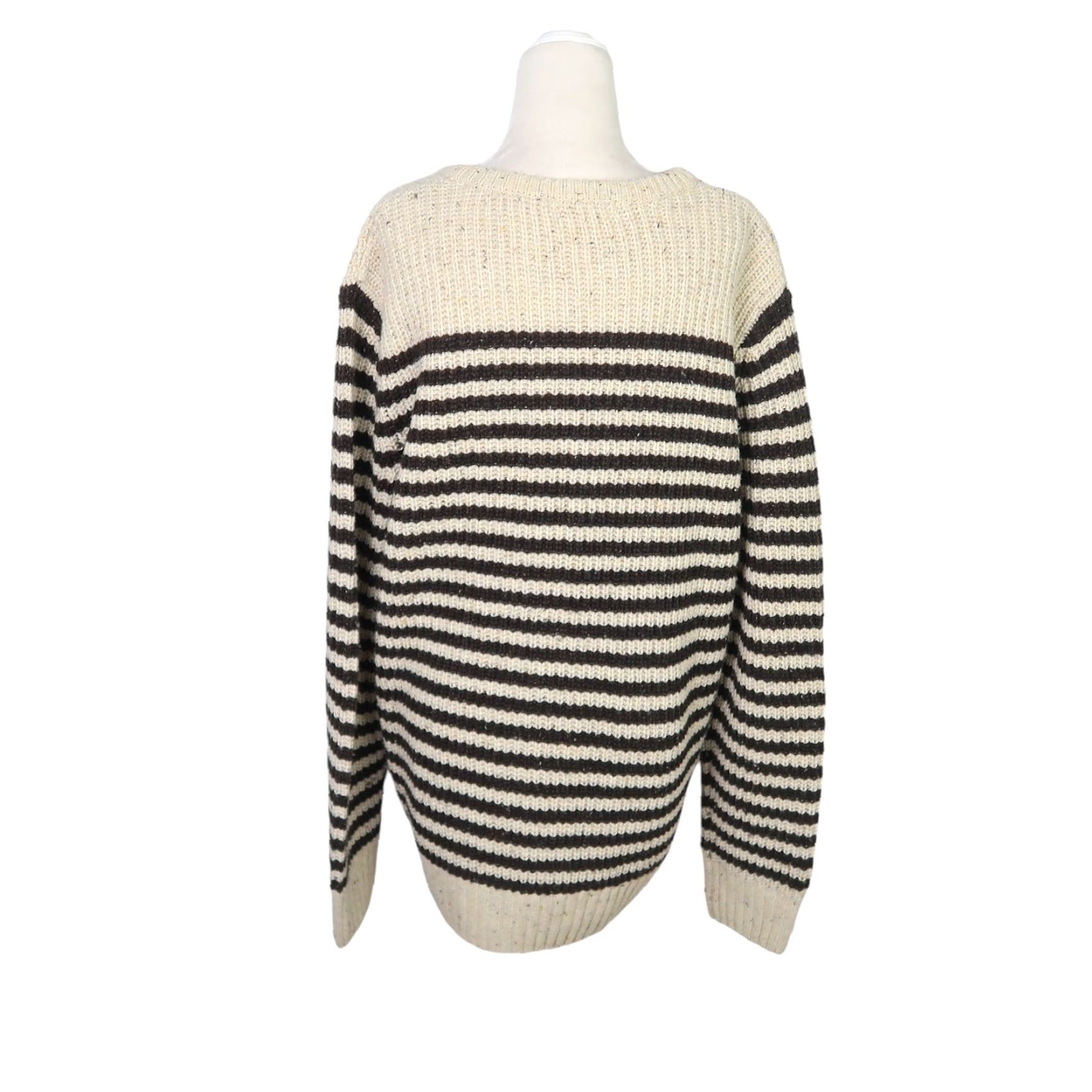 Vintage British Khaki Cream Tan and Brown Stripe Wool Blend Knit Sweater Mens XL Size US XL / EU 56 / 4 - 4 Thumbnail