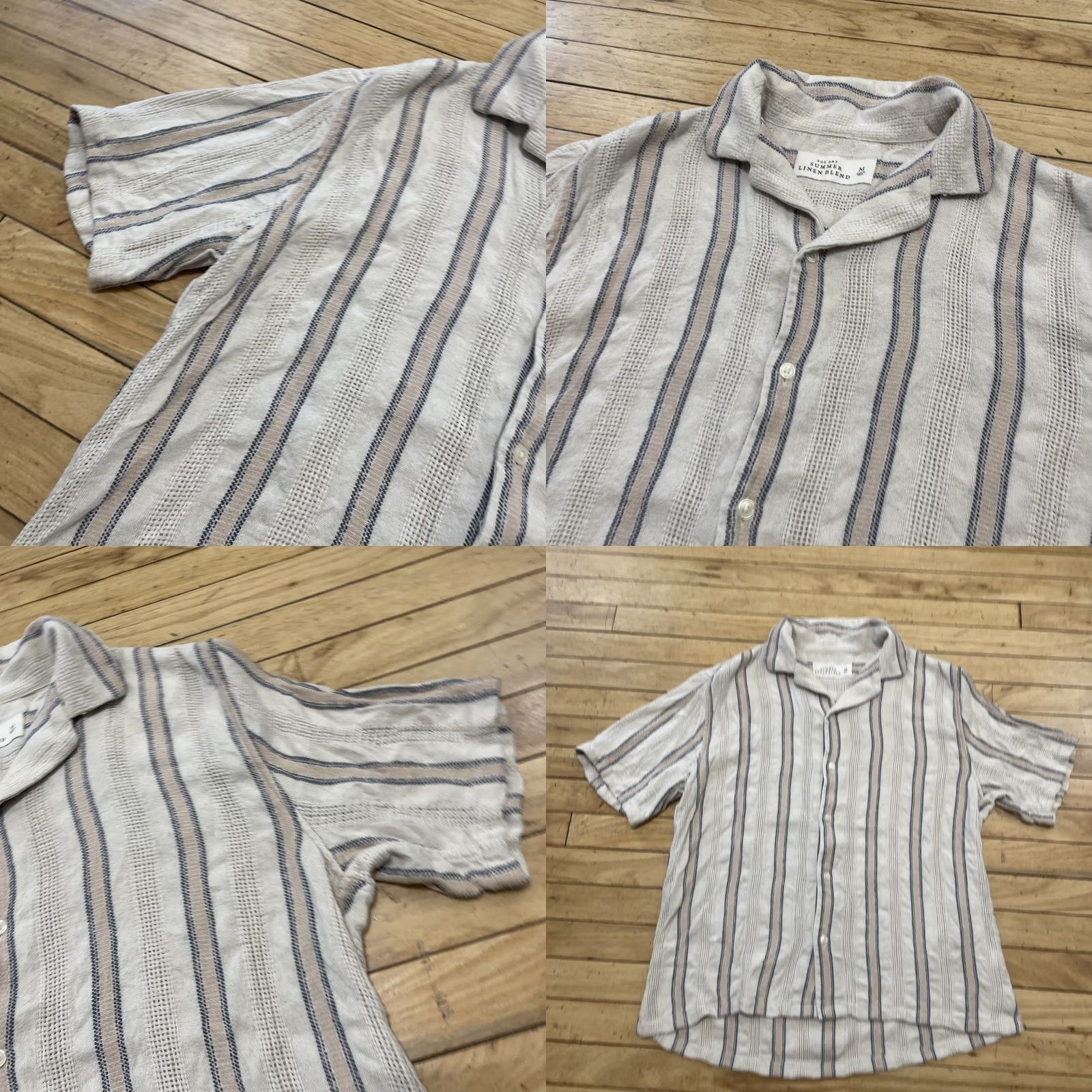 Abercrombie & Fitch Abercrombie & Fitch Shirt M Tan Stripe Short Sleeve Summer Linen Blend A&F Men Size US M / EU 48-50 / 2 - 10 Thumbnail