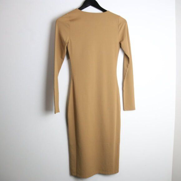 Aritzia Babaton Contour V-neck Longsleeve Constant Camel Dress Size S / US 4 / IT 40 - 6 Thumbnail