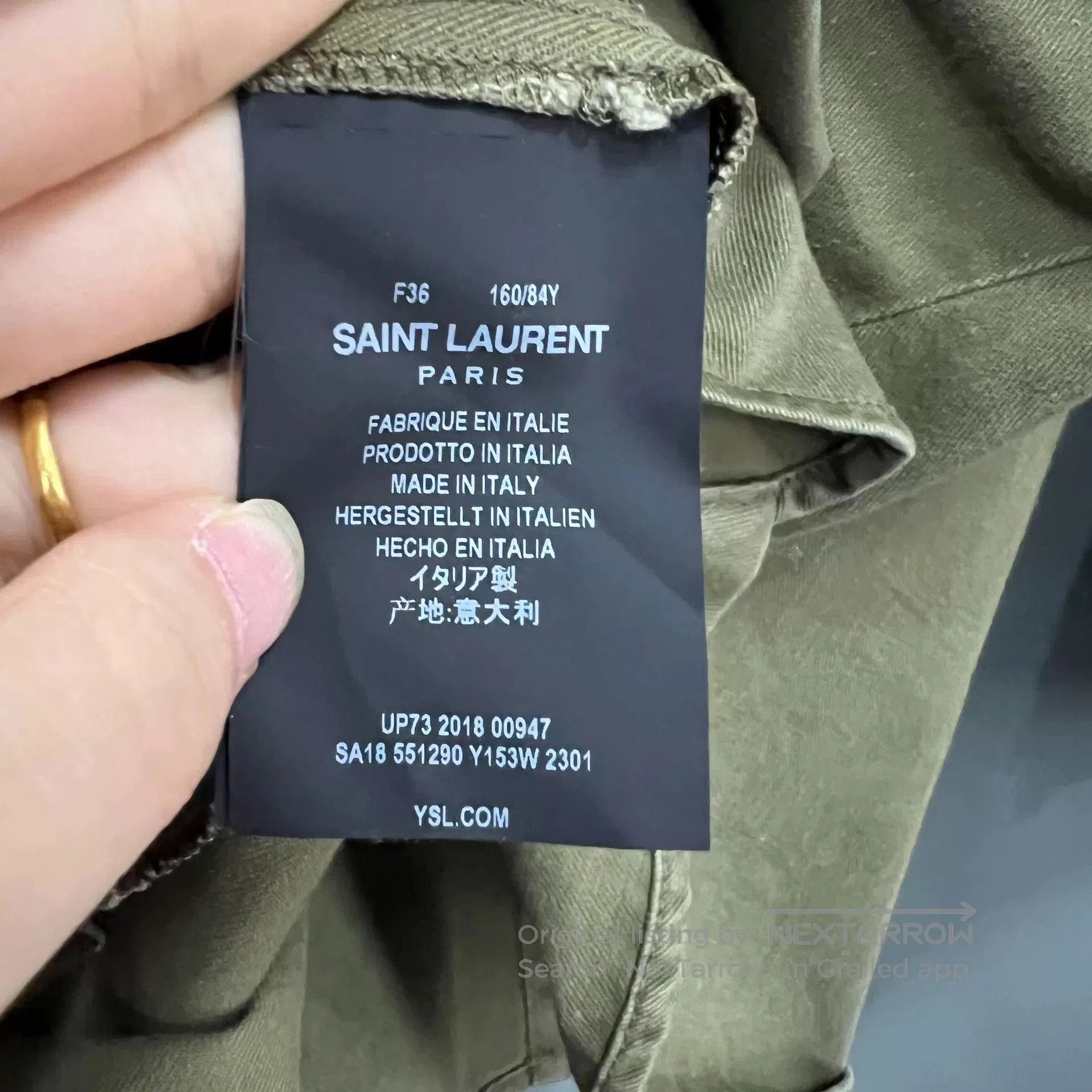 Saint Laurent Paris Saint Laurent Olive Green Denim Shirt. Size US S / EU 44-46 / 1 - 4 Thumbnail