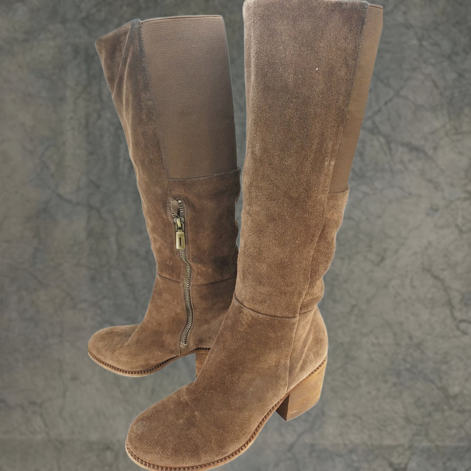 Splendid VINTAGE Splendid Kassie Boots Brown Suede Tall Knee Zip Womens 8.5M Size US 9 / IT 39 - 1 Thumbnail