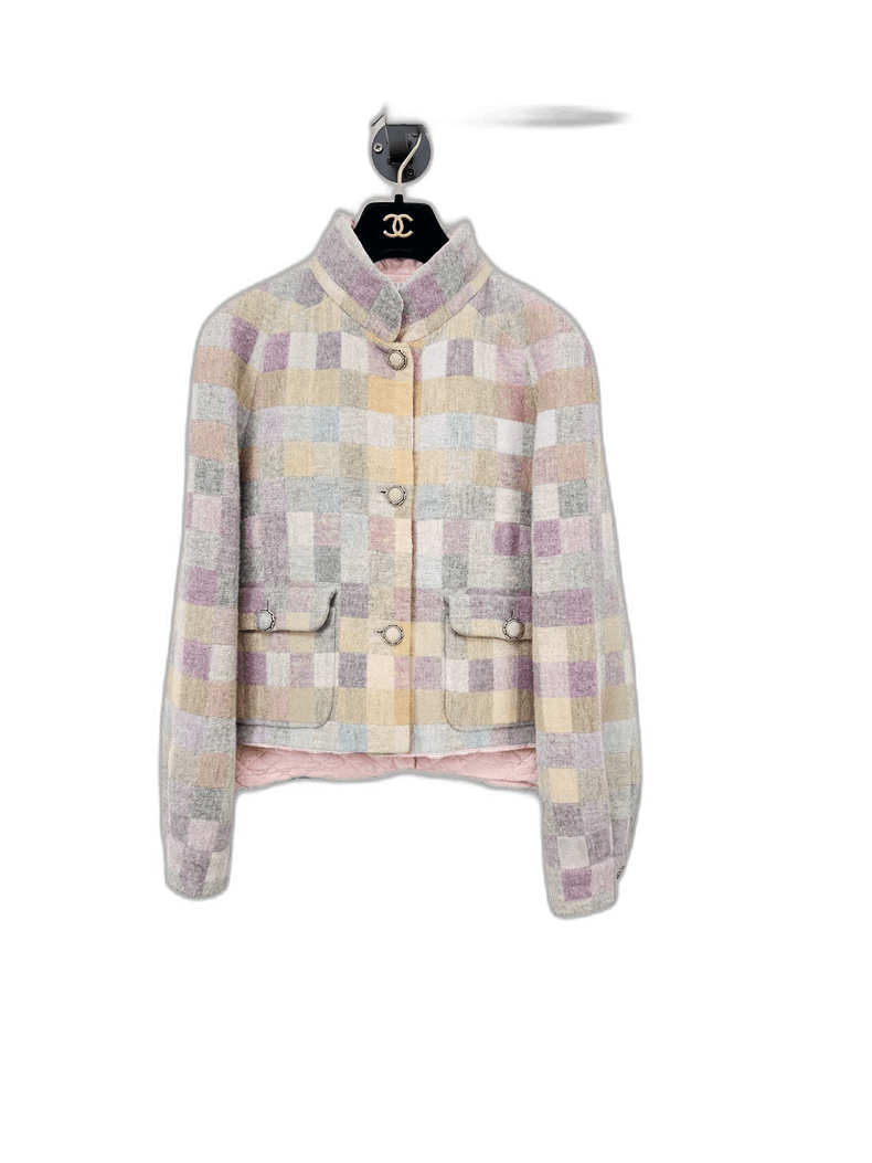 Chanel Chanel Checked Wool Jacket with Button Closure Size S / US 4 / IT 40 - 1 Thumbnail