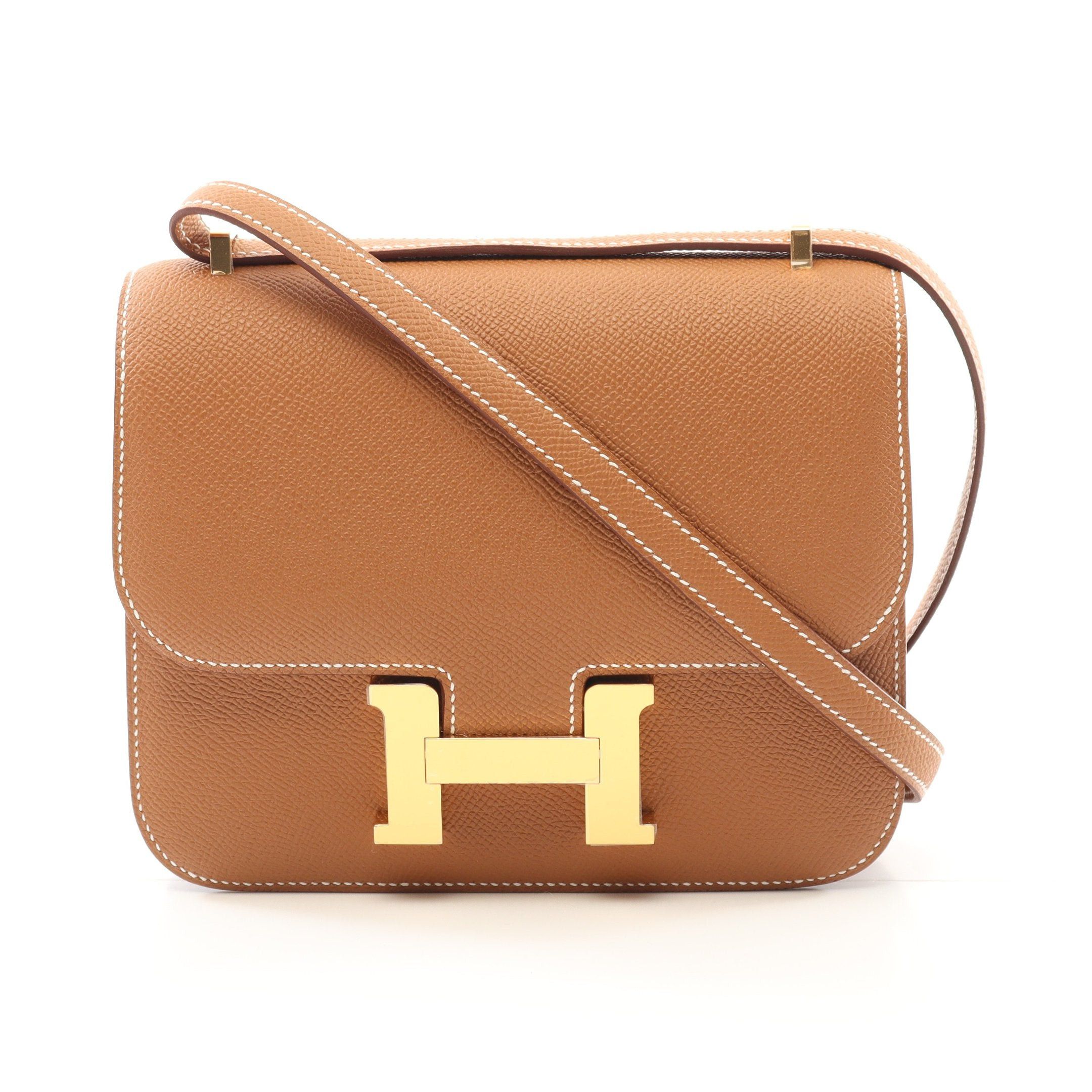 Hermes Constance 3 Mini Gold Shoulder Bag Veau Epsom Light Brown Hardware Double Engraved, Women's