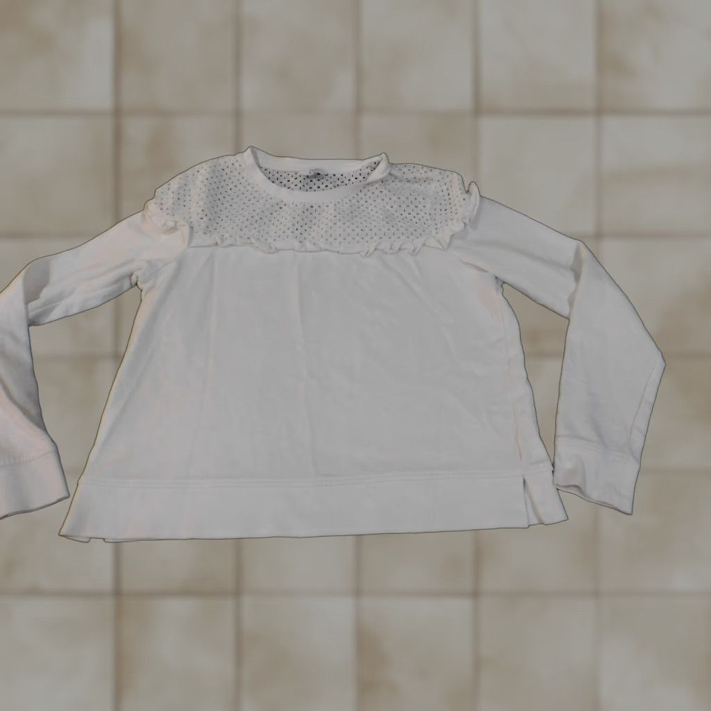Vintage Crown & Ivy Sweater XL Womens White Eyelet Knit Crewneck Cotton Raglan Sleeve Pullover Size XL / US 12-14 / IT 48-50 - 1 Thumbnail