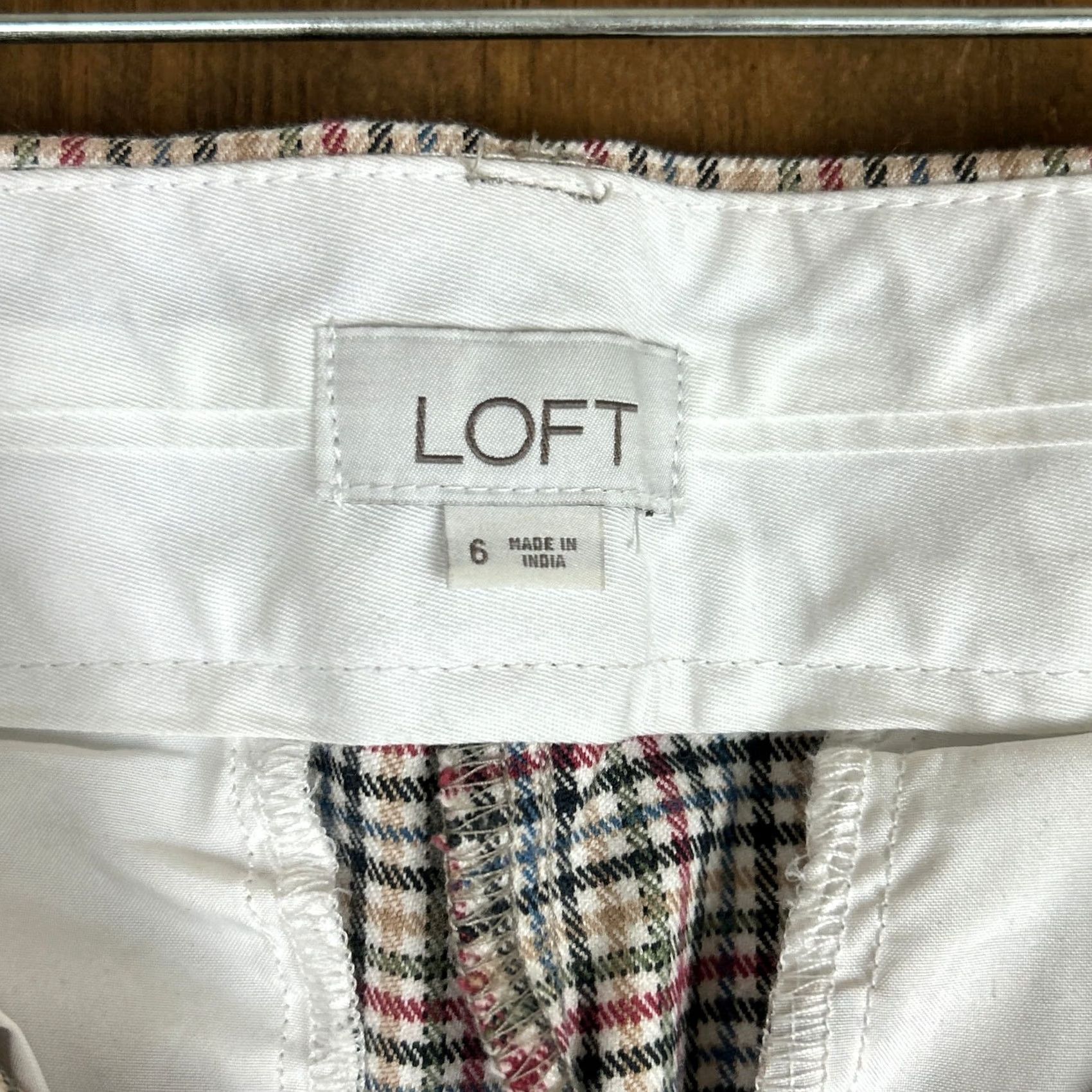 Loft LOFT Womens Pants Multicolored Plaid Mid Rise The Slim Stretch 6 Size 28" / US 6 / IT 42 - 5 Thumbnail