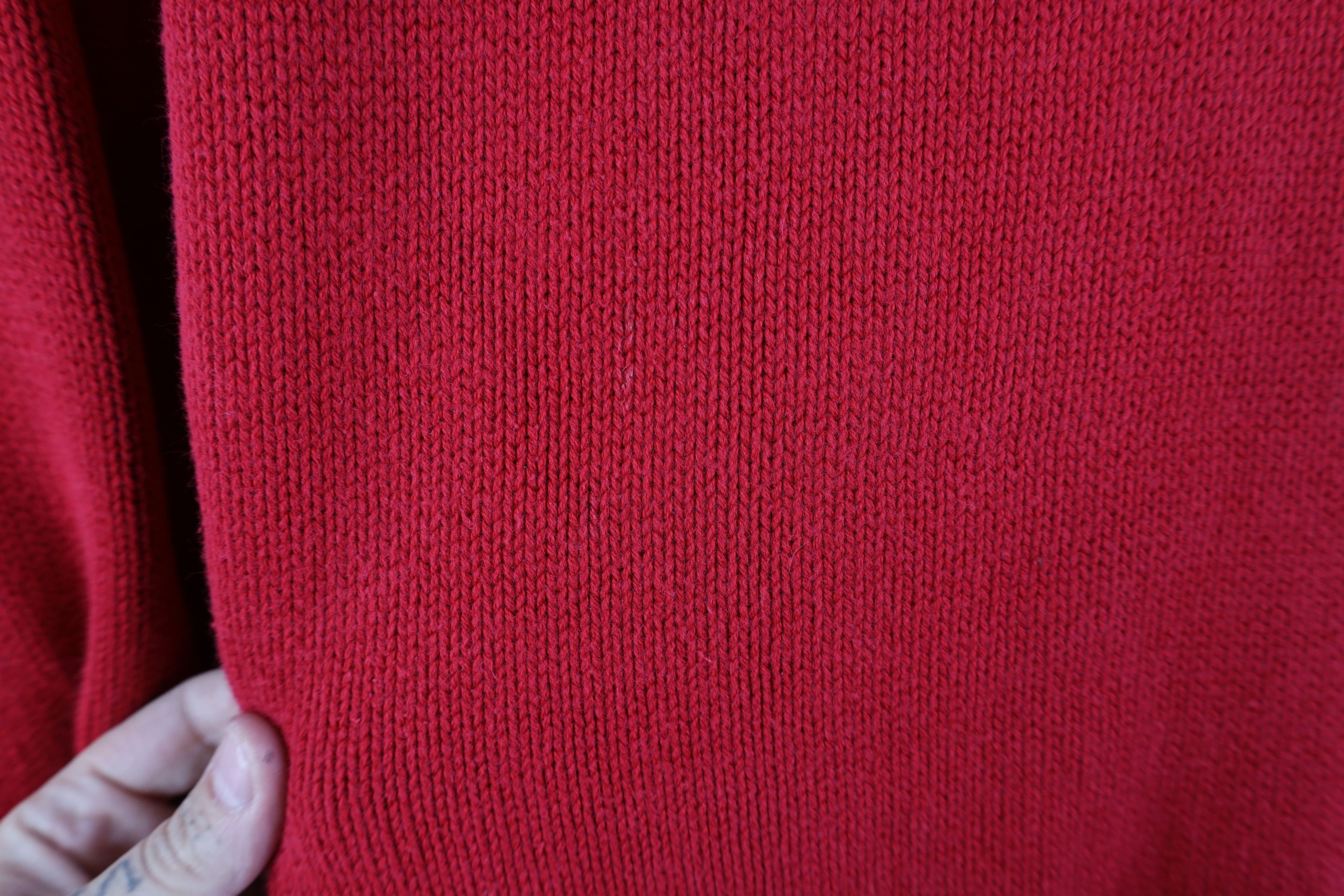 Lands' End × Vintage Vintage 90s Lands End Blank Cotton Knit Sweater Red USA Size L / US 10 / IT 46 - 4 Thumbnail