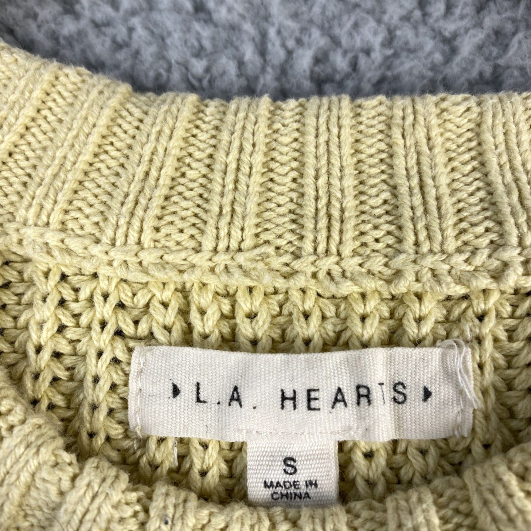 Vintage La Hearts Lightweight Knit Crop Sweater Women's Size S Yellow Modern Long Sleeve Size S / US 4 / IT 40 - 3 Thumbnail