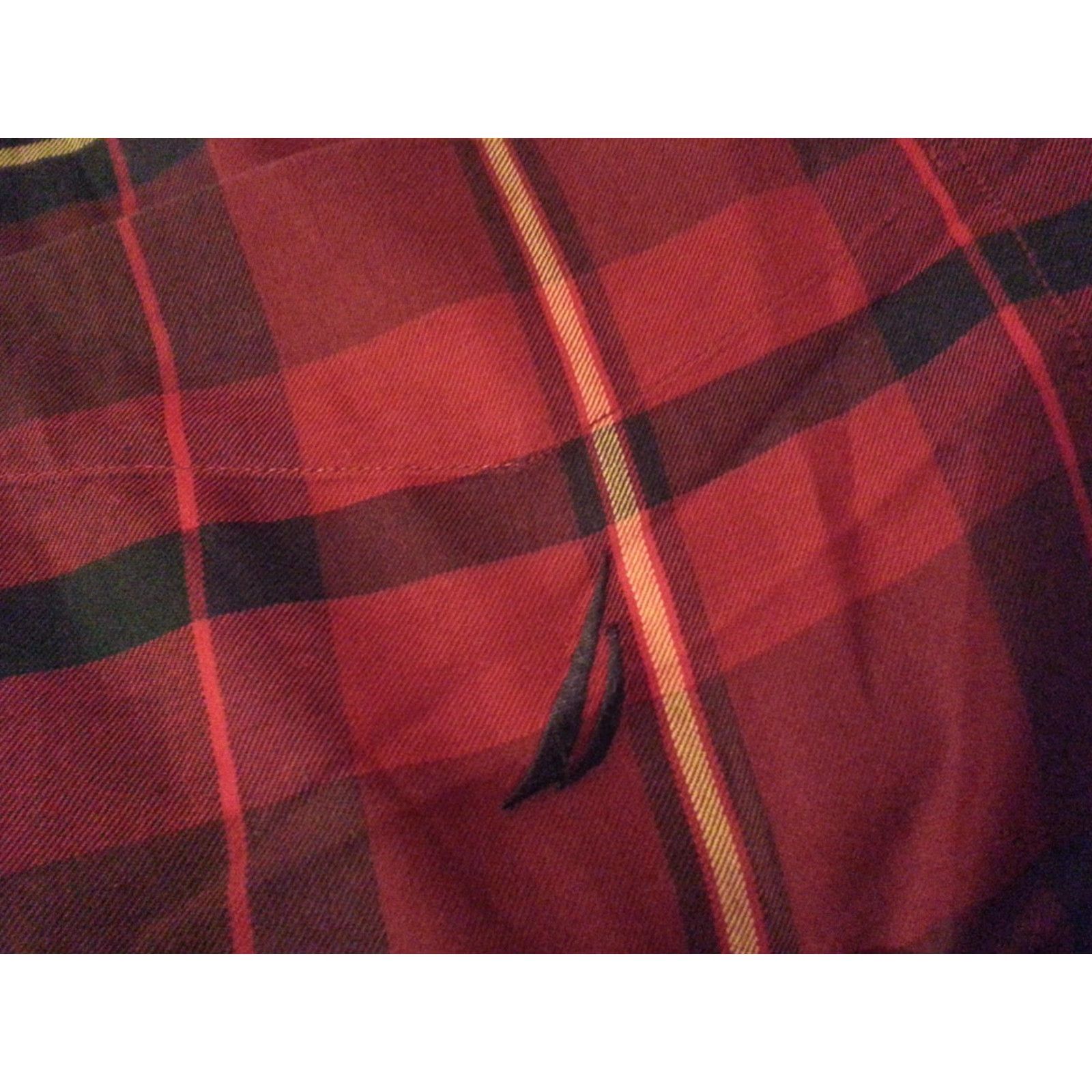 Nautica Nautica Dress Shirt M Medium Red Plaid Cotton Long Sleeve Mens Shirt Size 40R - 3 Thumbnail