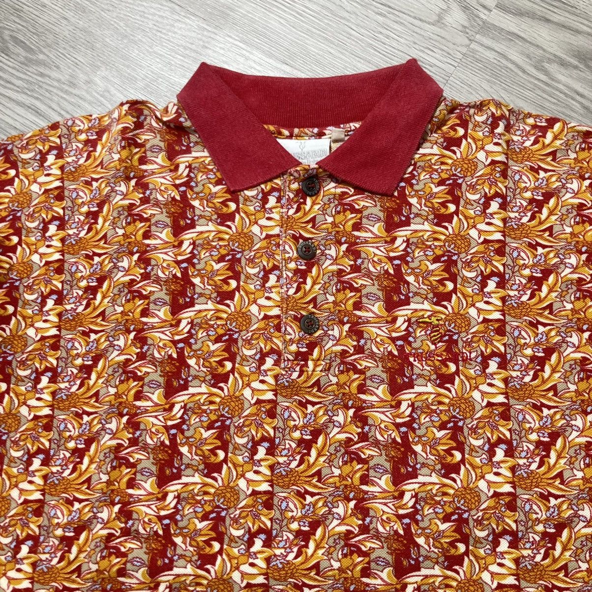 Trussardi 🇮🇹 1990s Vintage Trussardi Flower Motif Polo Tshirt Luxury Size US XL / EU 56 / 4 - 4 Thumbnail