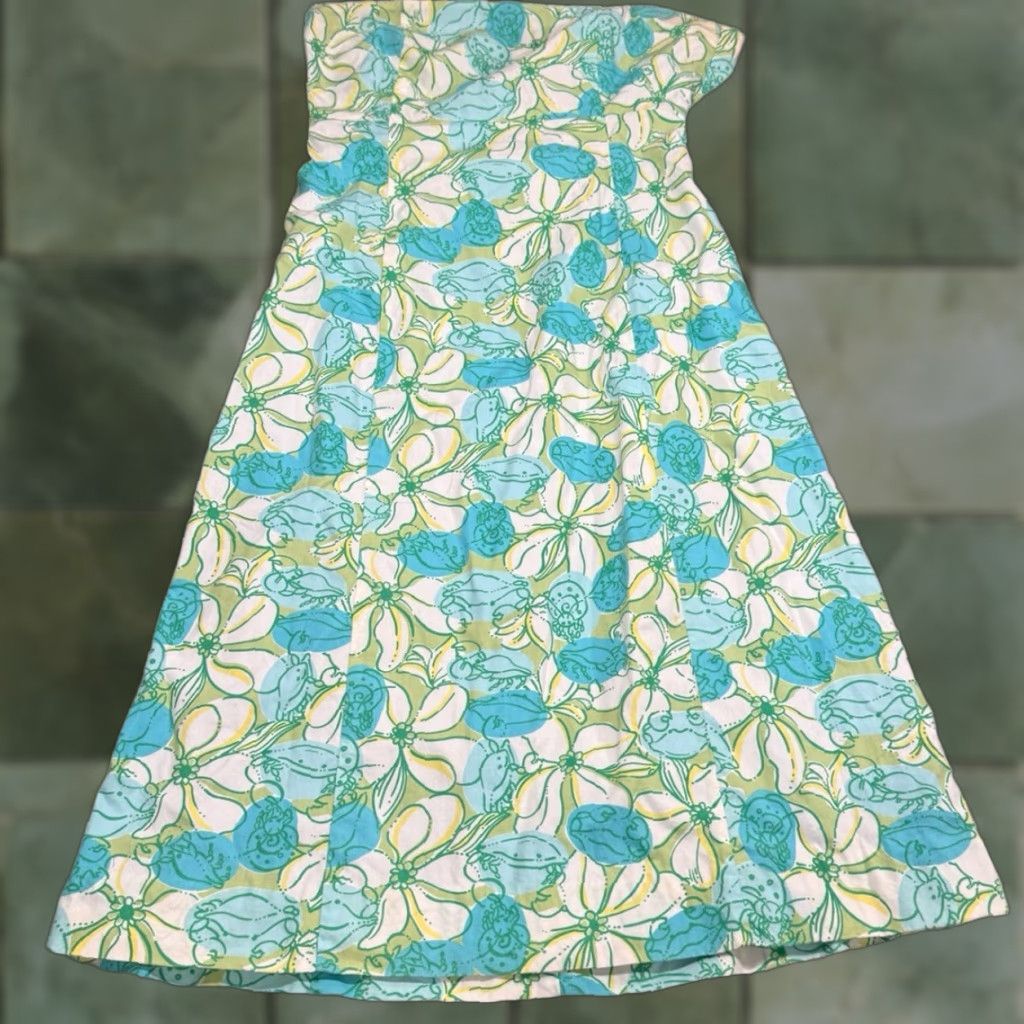 Lilly Pulitzer Lilly Pulitzer Guava Green Crab Cake Strapless Summer Dress Women's Size 6 Size M / US 6-8 / IT 42-44 - 1 Thumbnail