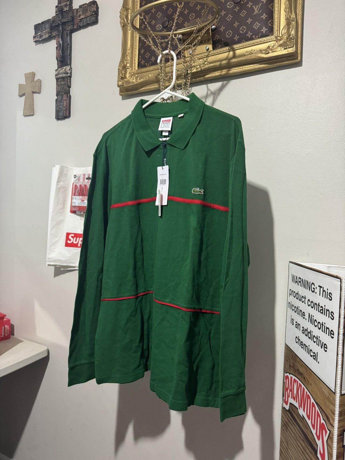 Lacoste × Supreme Supreme LACOSTE Pique Zip/Up Polo XL Green Size US XL / EU 56 / 4 - 2 Thumbnail
