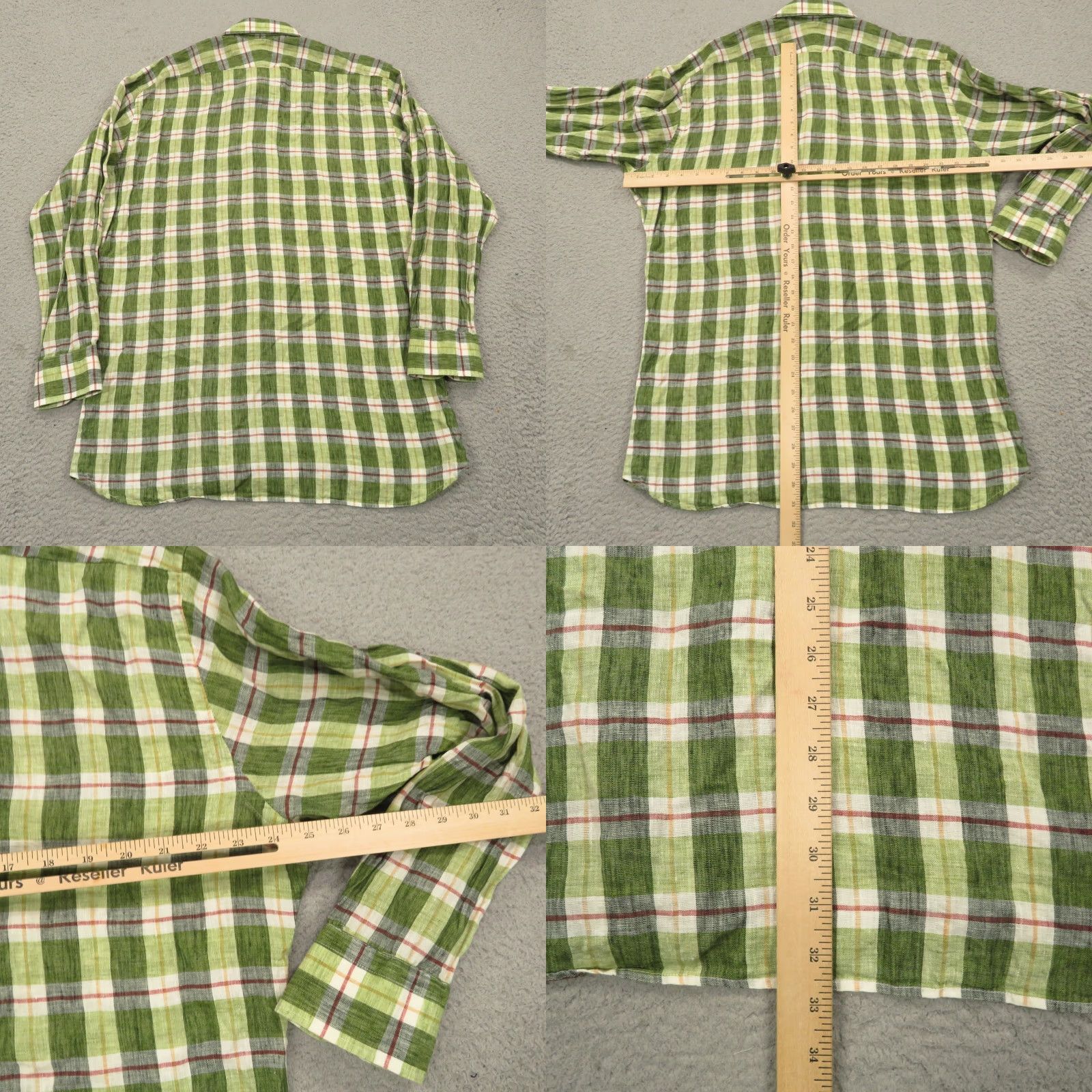 Suitsupply SuitSupply Shirt Mens 46 Regular 17.5 Green Linen Button Size US XXL / EU 58 / 5 - 8 Thumbnail