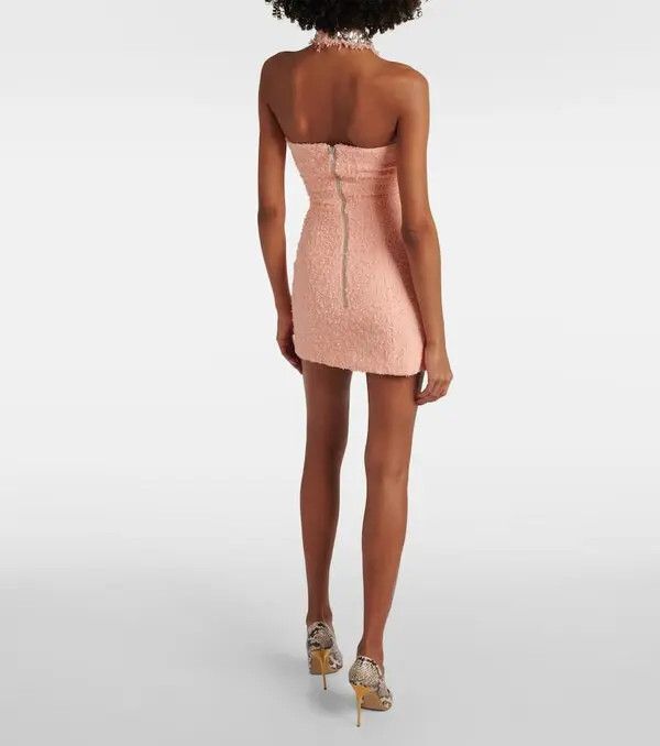 Balmain o1s1wg110725 Embellished Halterneck Minidress in Pink Size XL / US 12-14 / IT 48-50 - 3 Thumbnail