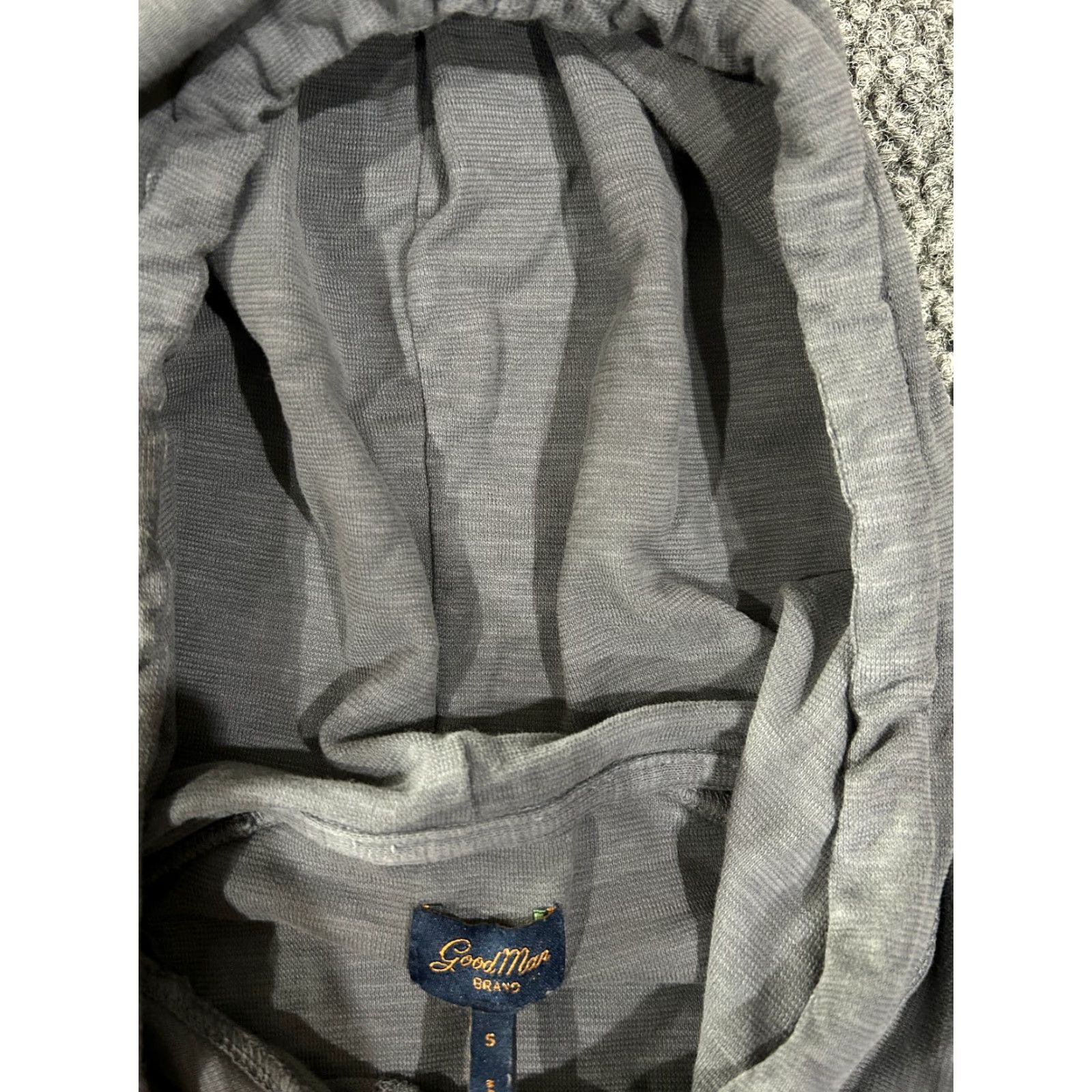 Vintage Goodman Hoodie Mens Small Gray Lightweight Drawstring Pullover Casual Zip Knit Cotton Polyester Regular Long Sleeve Solid Music Theme Boys? Size US S / EU 44-46 / 1 - 4 Thumbnail