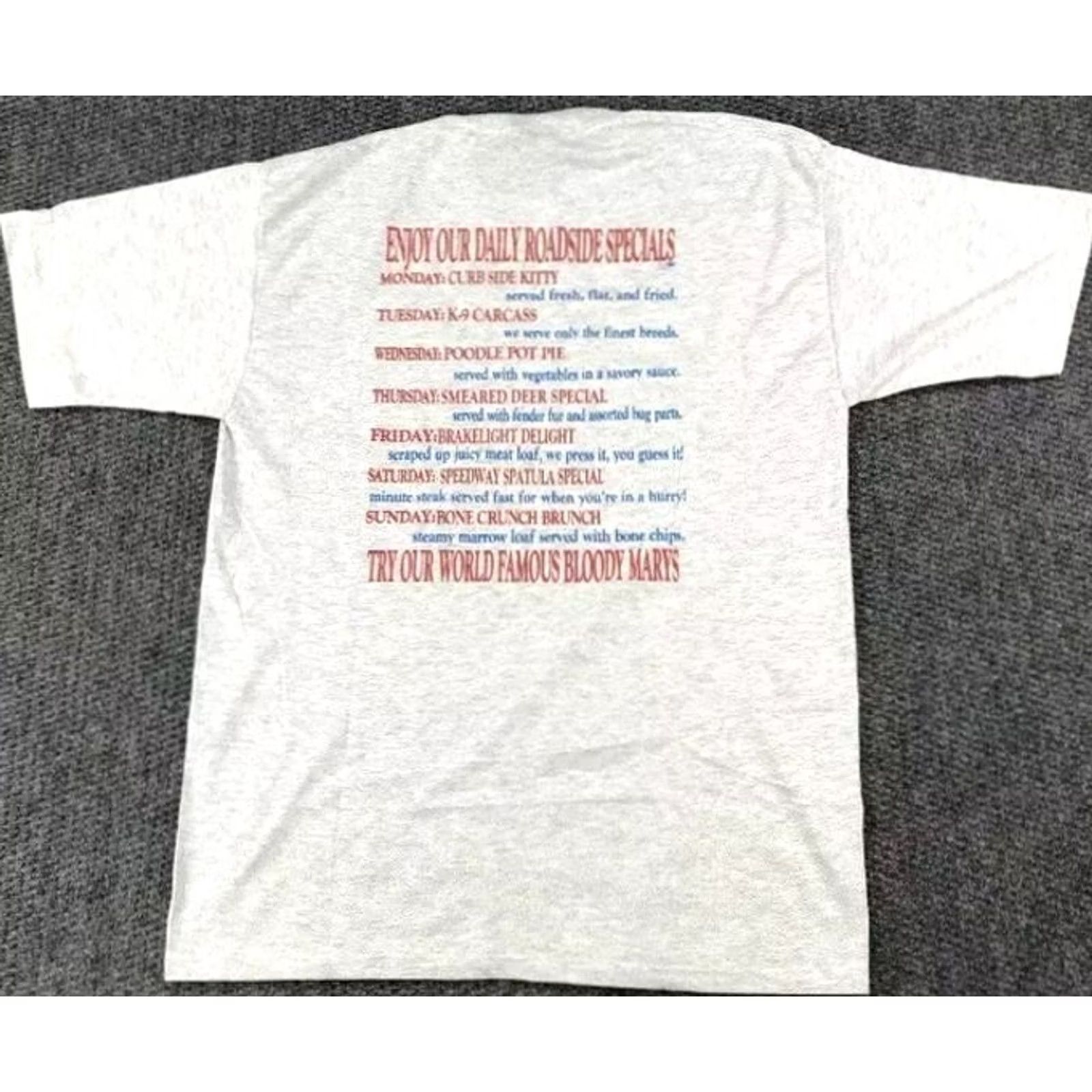 Vintage VINTAGE Cal Cru T-Shirt Road Kill Cafe Graphic Single Stitch Gray Large Unisex Adults Crew Neck 90s 80s Inspired Size US L / EU 52-54 / 3 - 3 Thumbnail