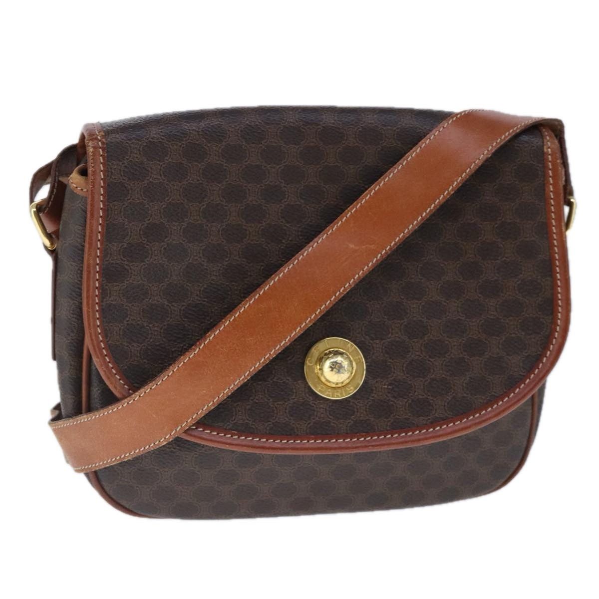 Celine CELINE Macadam Canvas Shoulder Bag Pvc Leather Brown Size ONE SIZE - 1 Thumbnail