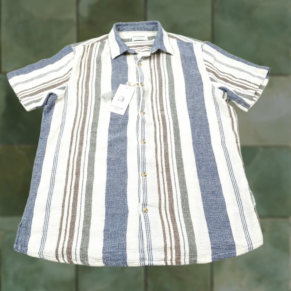Hudson Hudson & Barrow Wovens Shirt Mens Large Cotton Button-Up Slim Fit Short Sleeve Size US L / EU 52-54 / 3 - 1 Thumbnail