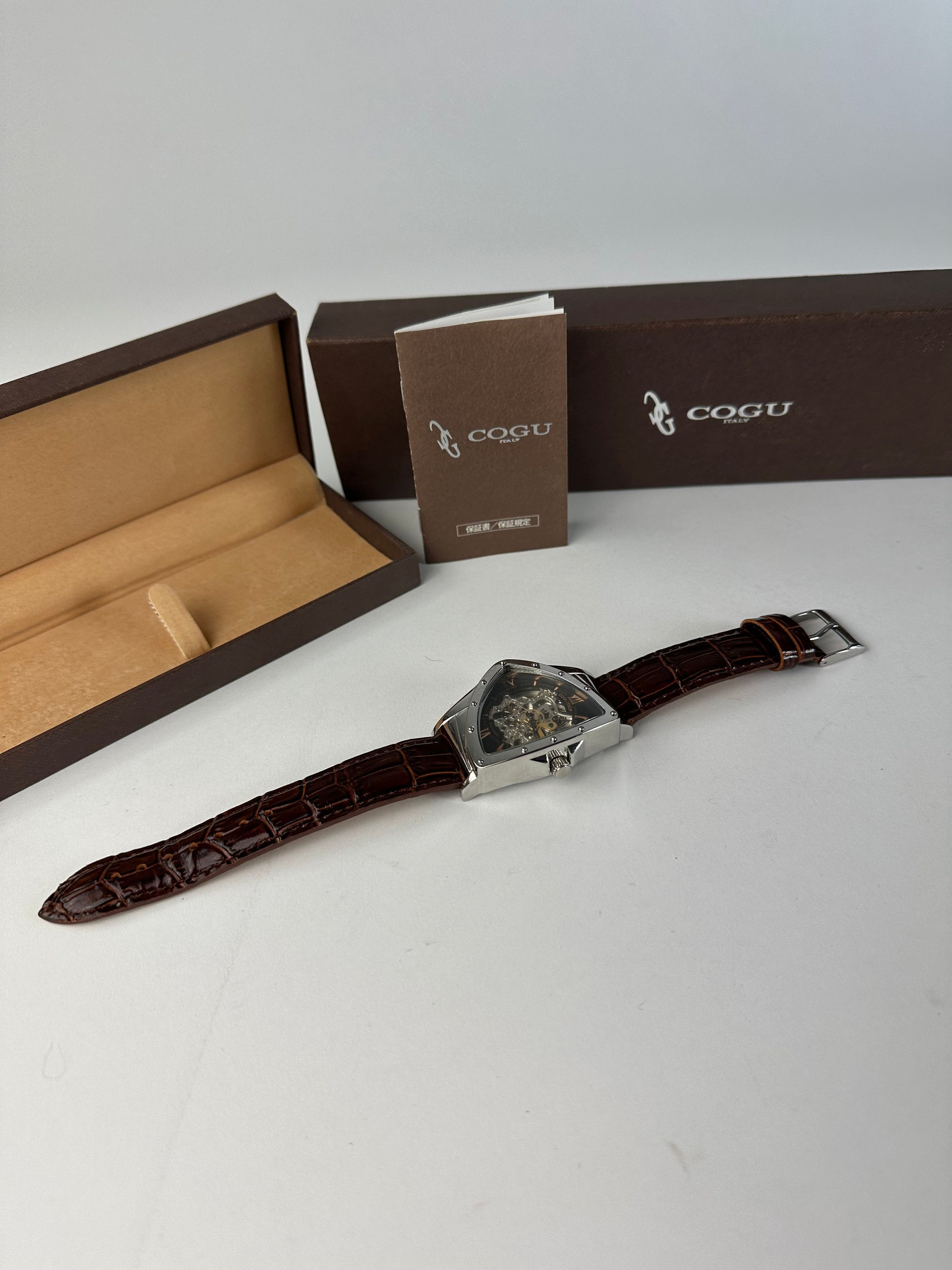 Other Vintage Cogu Leather Strap Bracelet Watch Brown Silver Size ONE SIZE - 1 Thumbnail