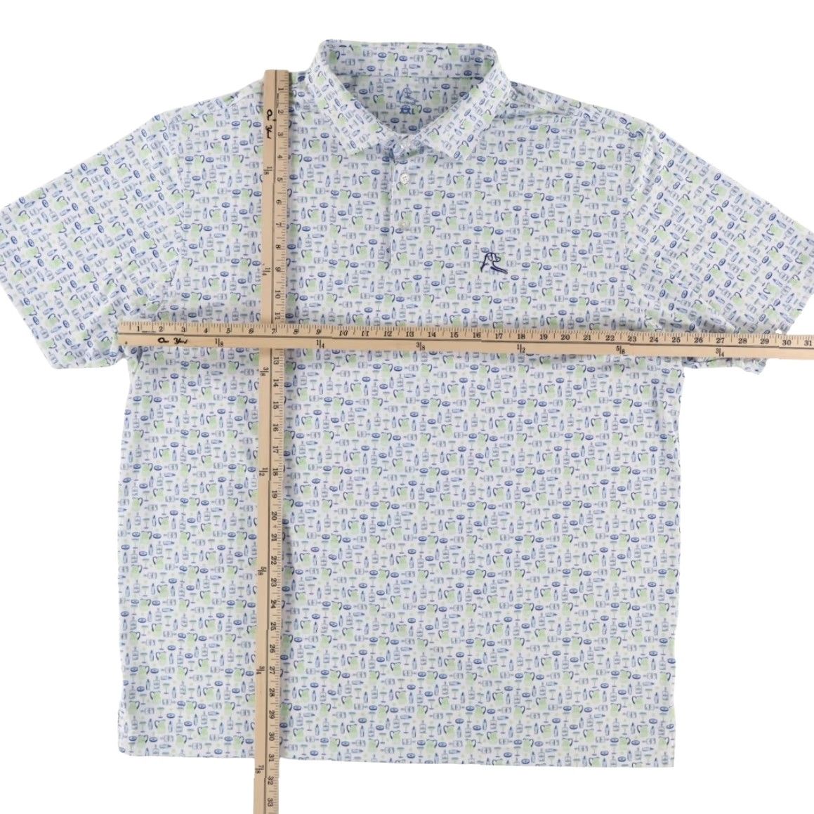 Vintage Rhoback Magarita Mix Stretch Polyester All Over Print Polo Shirt White Men's 2XL Size US XXL / EU 58 / 5 - 3 Thumbnail